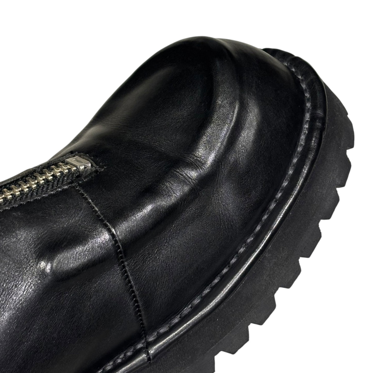KIDS LOVE GAITE(キッズラブゲイト) INVISIBLE MOCCA - Black フロントジップ チャンキー ブーツ UK 7 1/2(26cm程度) ブラック レザー シューズ