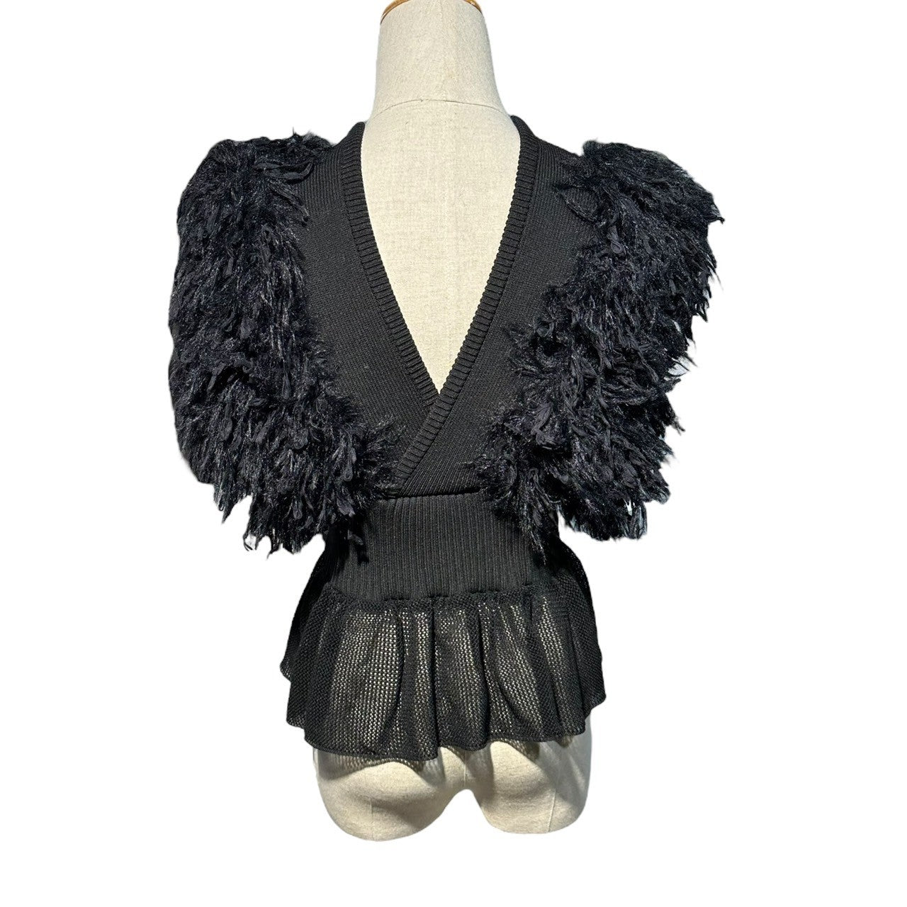 LEINWANDE(ラインヴァンド) Patchwork Fringe Top パッチワーク フリンジ ニット ビスチェ 0221030502 FREE ブラック ベスト
