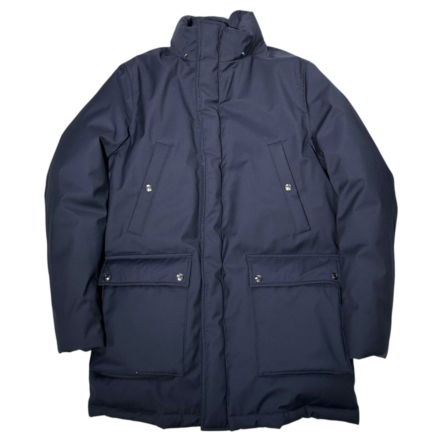 PAUL SMITH(ポールスミス) Loro Piana fabric fur trimmed down jacket ロロピアーナ社製 ファブリック ファー 装飾 ダウン ジャケット 283126 R265S S ネイビー×ベージュ