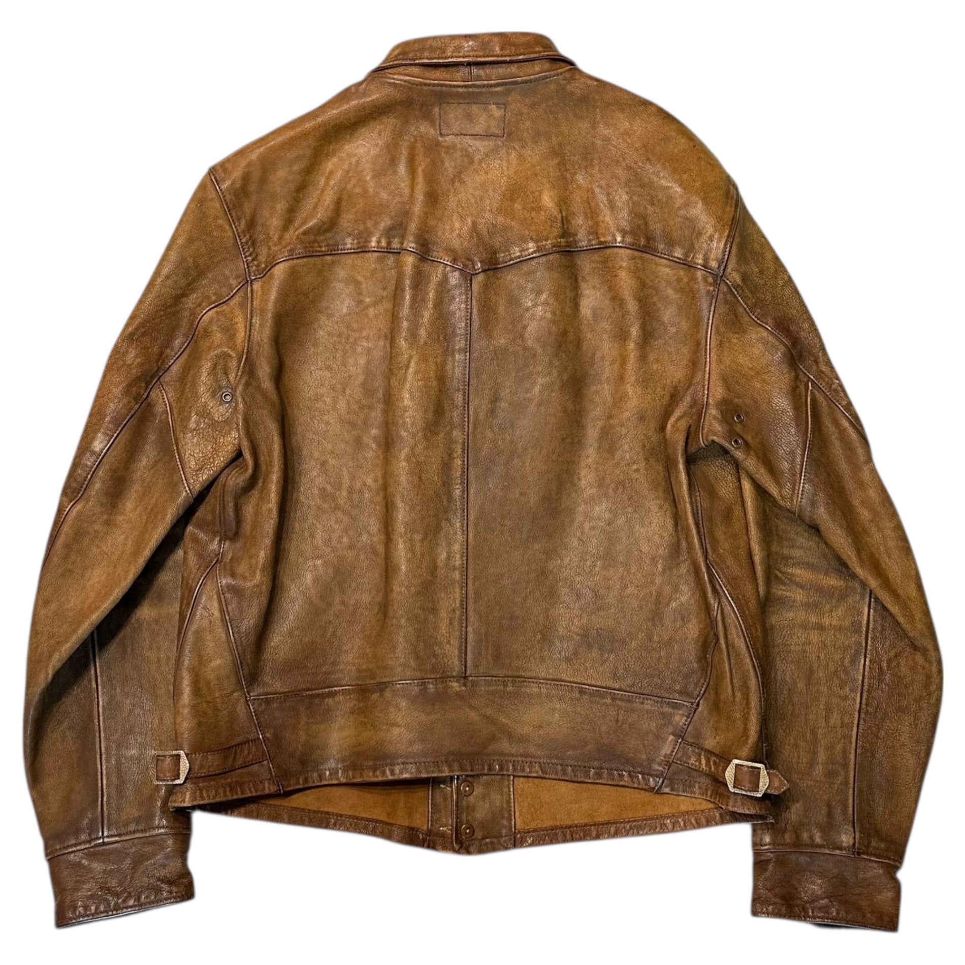 RRL(ダブルアールエル) GRIGGS LEATHER JACKET -GOAT HIDE グリッグス レザージャケット - ゴート レザー L ブラウン コンチョ 山羊革
