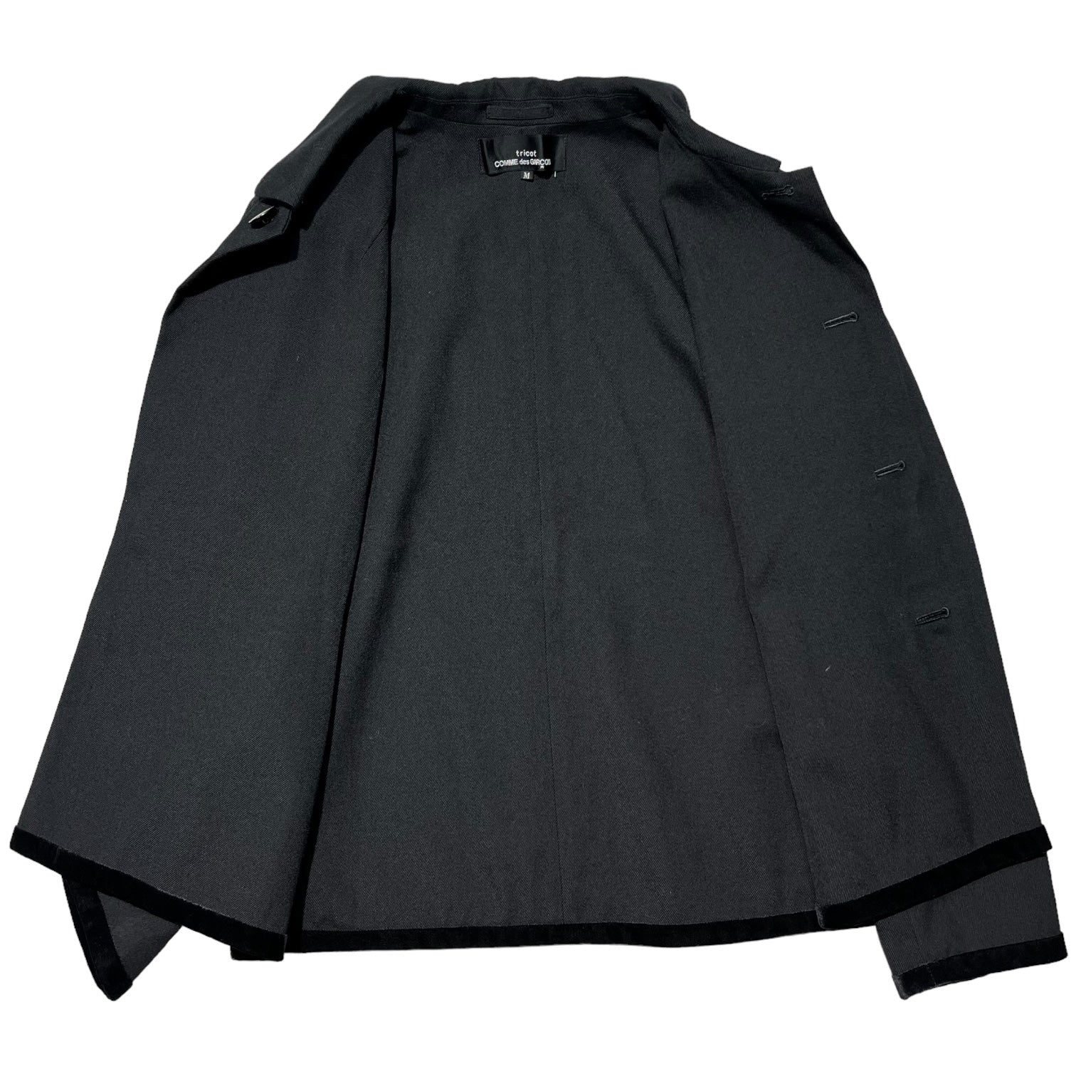 tricot COMME des GARCONS(トリココムデギャルソン) 00AW Round collar velor hem button jacket丸襟 裾ベロア ボタンジャケット TJ-07032M M ブラック AD2000