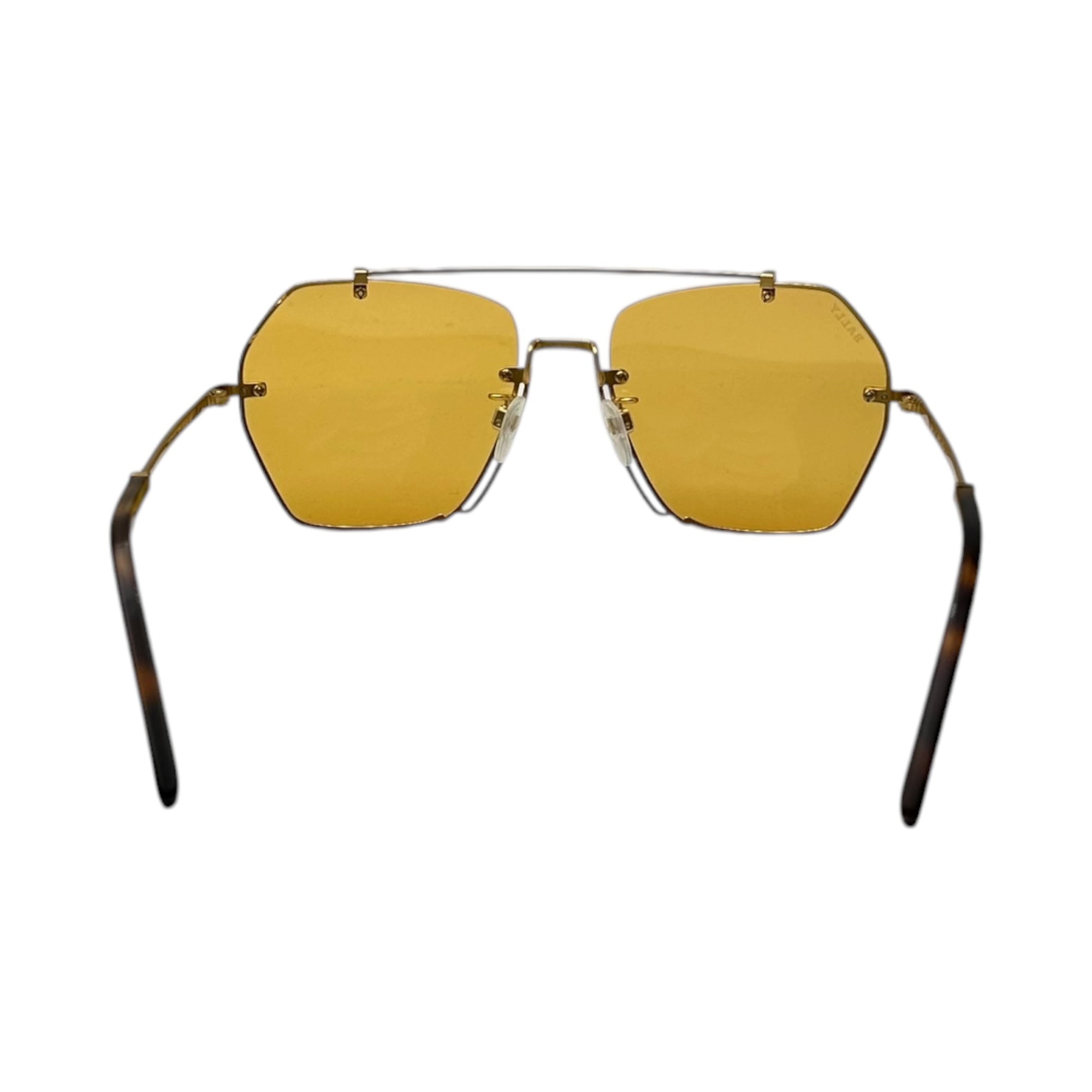 BALLY(バリー) Gold Hexagonal Full rim Sunglasses ヘキサゴナル フルリム サングラス ダブルブリッジ BY0011-H 57□19-145 ゴールド×ブラウン 眼鏡 メガネ