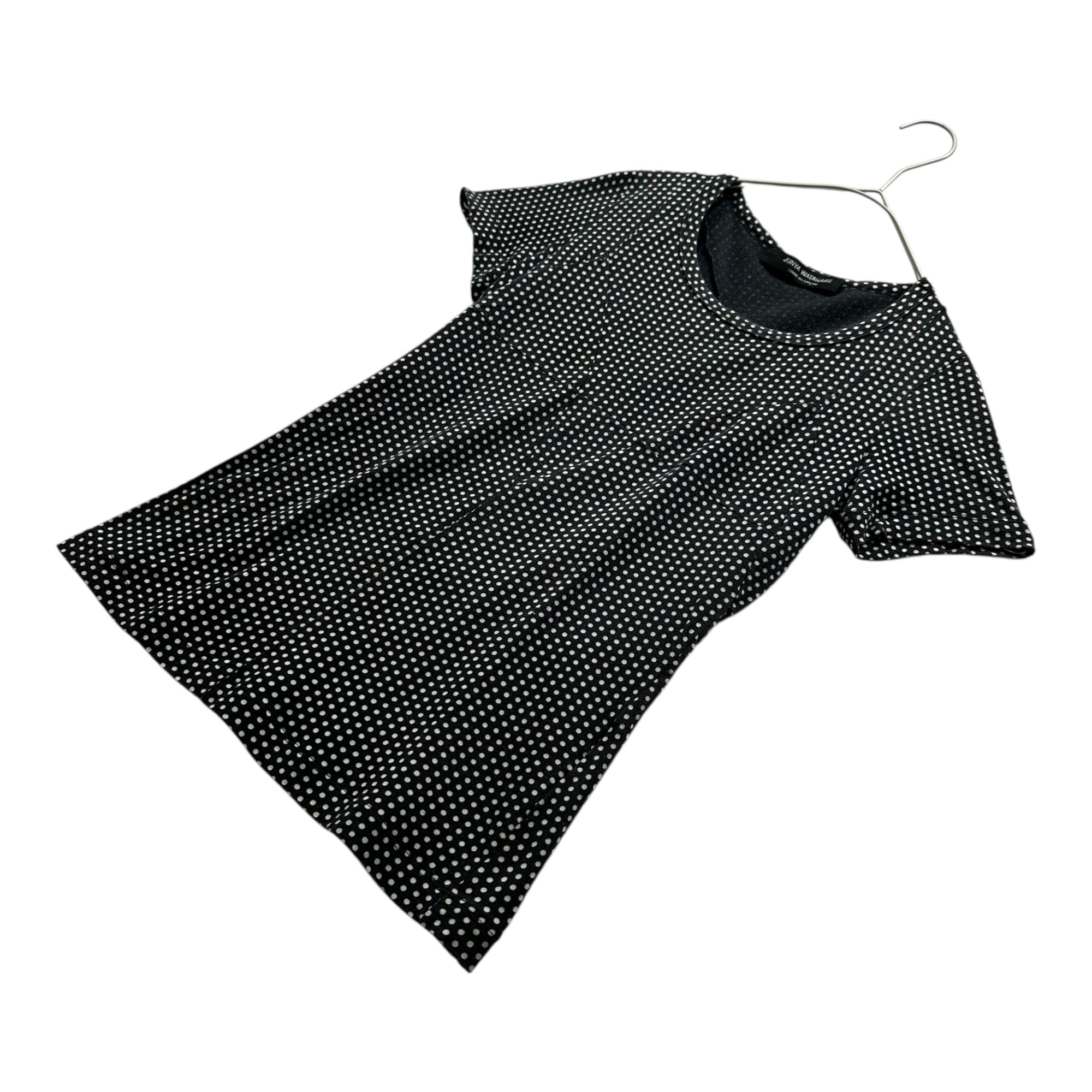 COMME des GARCONS JUNYA WATANABE(コムデギャルソンジュンヤワタナベ)  Short sleeve dot top 半袖 ドット カットソー ブラック×ホワイト 品質表示タグ切取