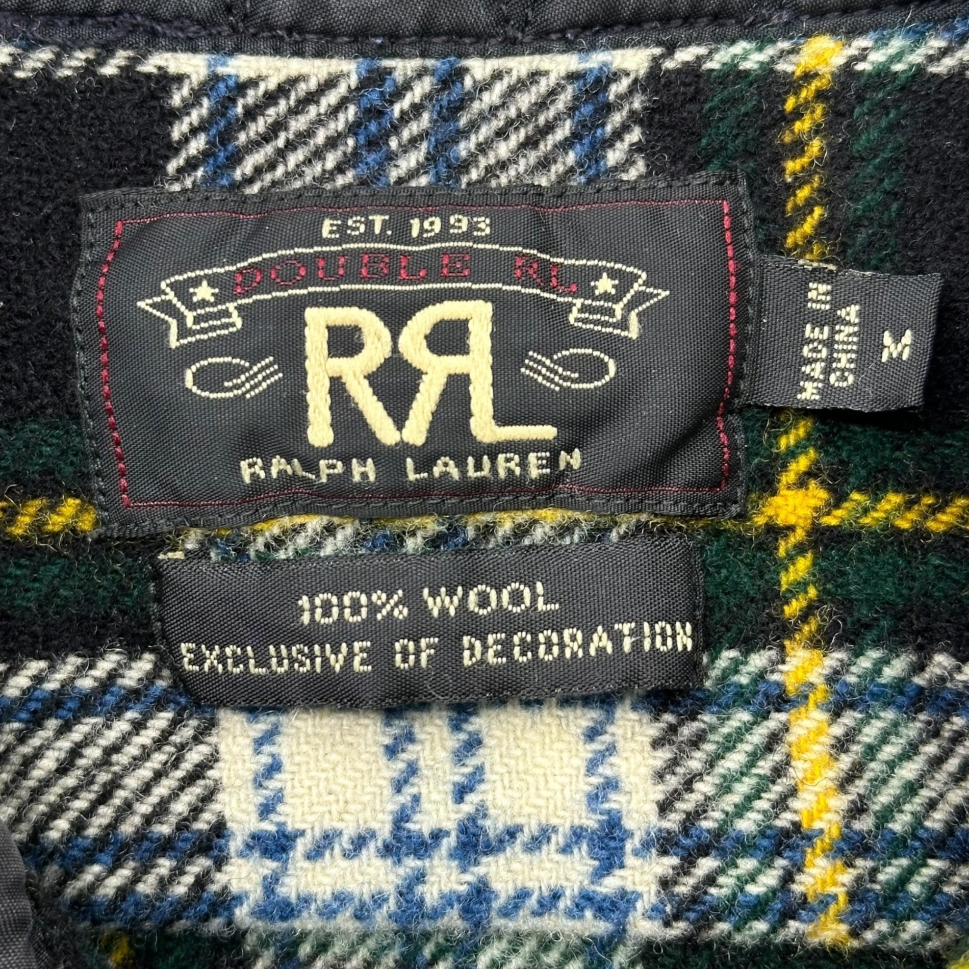 RRL(ダブルアールエル) Tartan Check Elbow Patch Wool Flannel Shirt タータンチェック エルボーパッチ ウール フランネル シャツ M ネイビー×グリーン ネルシャツ