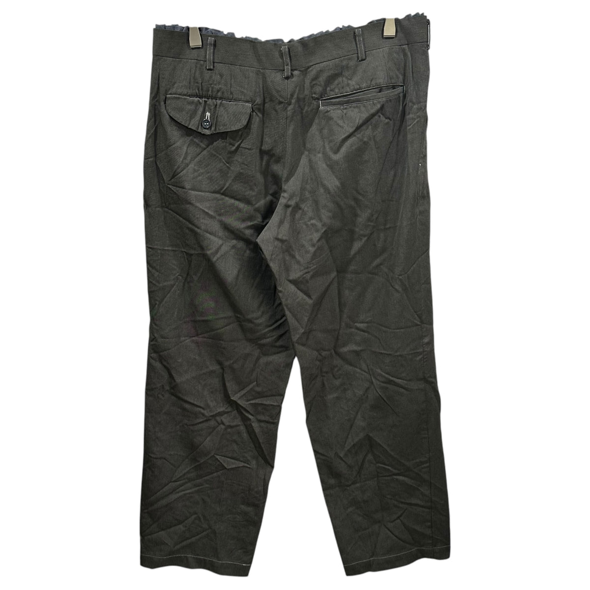 COMME des GARCONS HOMME PLUS(コムデギャルソンオムプリュス) 1999SS Garment-Dyed Back-Ruffle Slacks 製品 染め 裏 フリル スラックス PP-10025L L グレー×ネイビー AD1998 90s アーカイブ フリル期 シークレットトレジャー