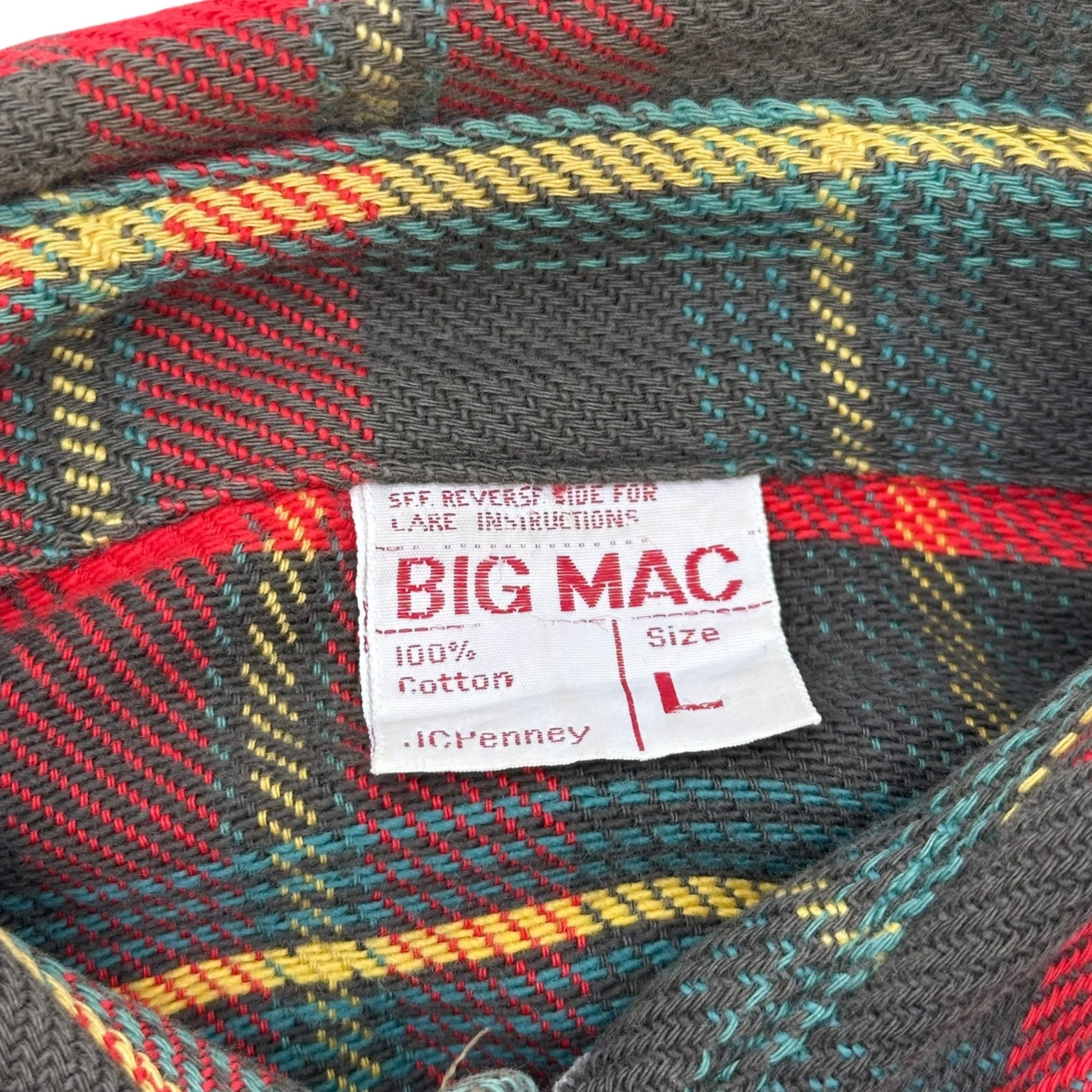 BIG MAC(ビッグマック) 70's FLANNEL CHECK SHIRT フランネル チェック シャツ L レッド×イエロー 70年代 ヴィンテージ ネルシャツ