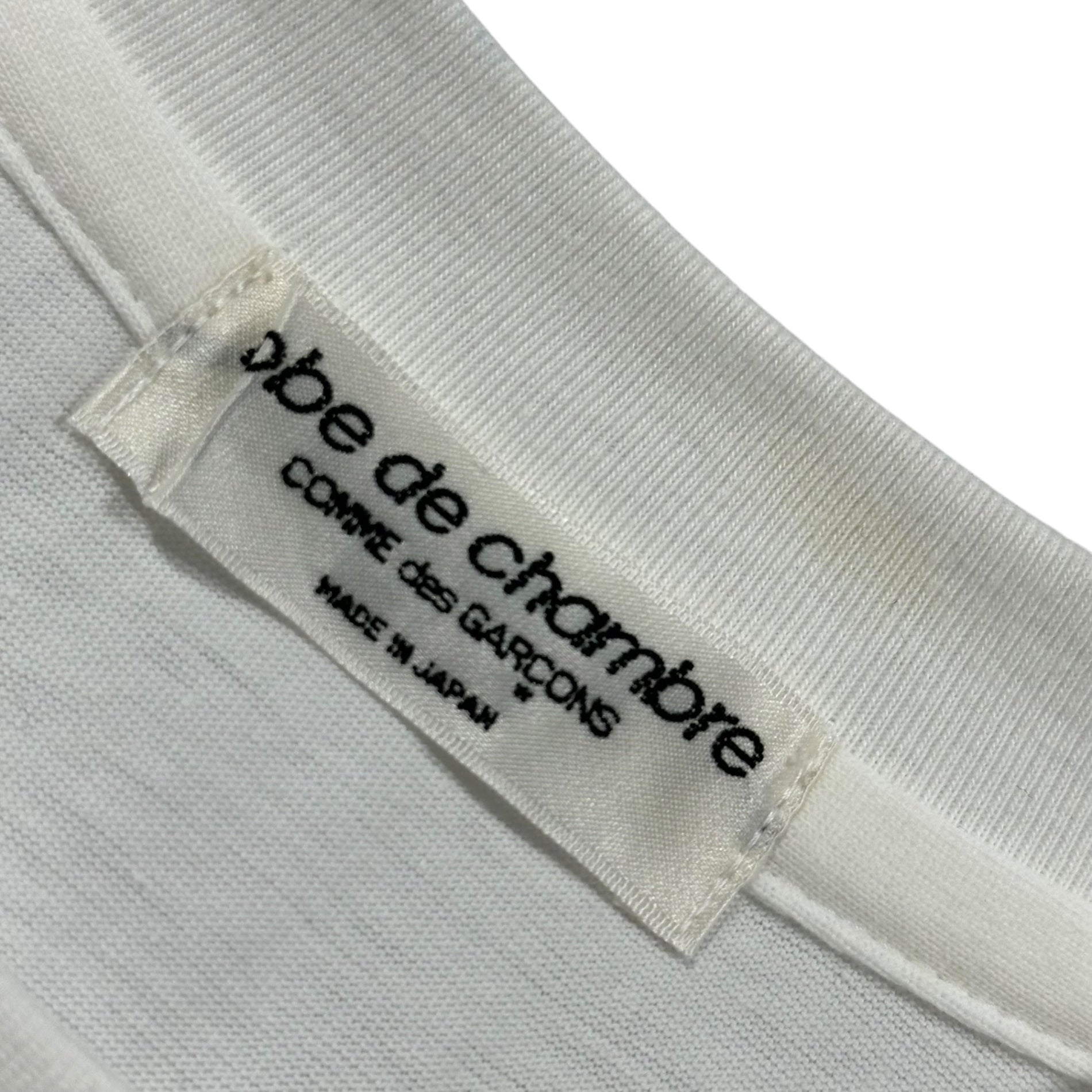 robe de chambre COMME des GARCONS(ローブドシャンブルコムデギャルソン) 1998SS S/S T-shirt with brand logo transfer graphic ブランドロゴ 転写 グラフィック 半袖 Tシャツ RT-100490 表記無(M程度) ホワイト×スカイブルー AD1997