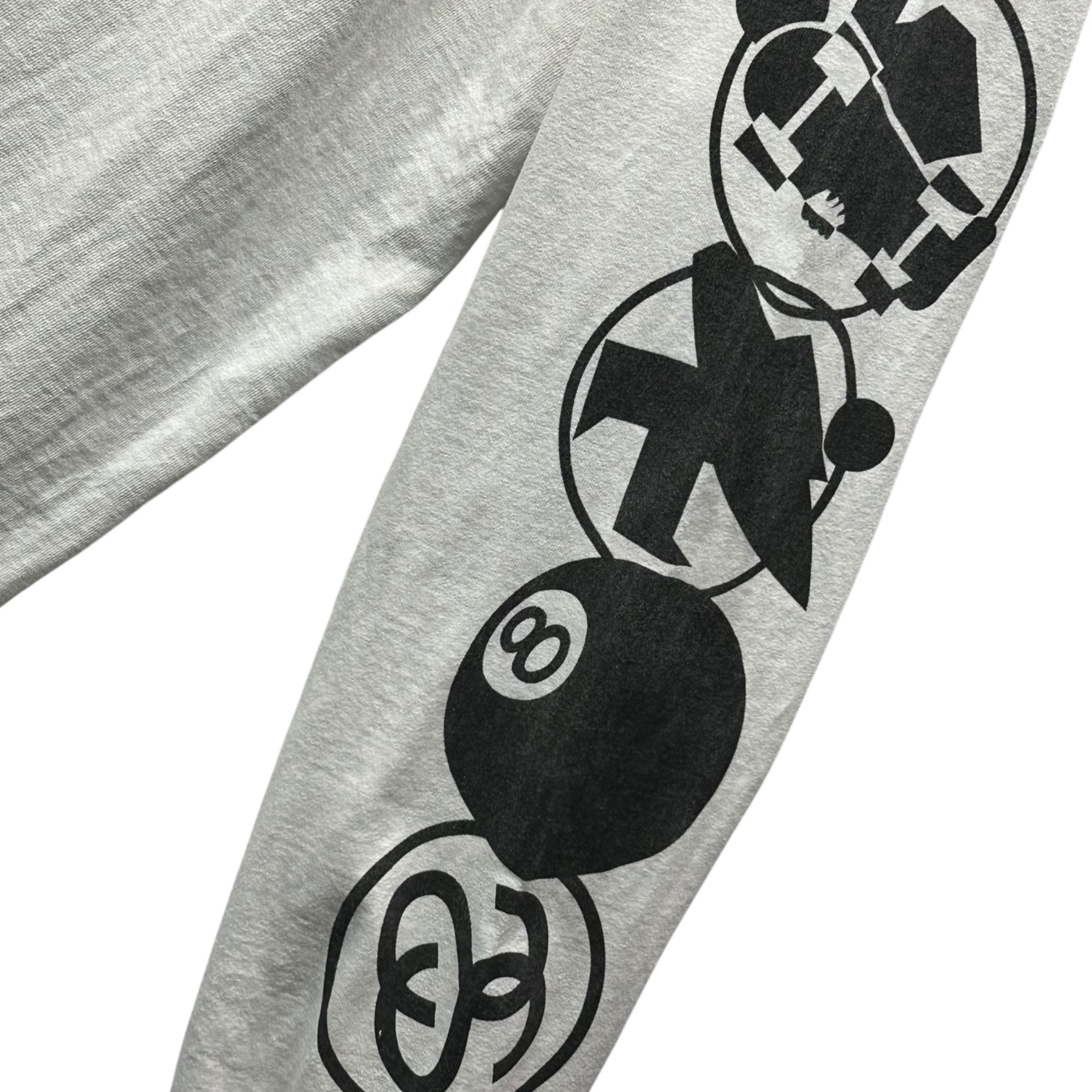 STUSSY(ステューシー) Stacked Pigment Dyed L/S Tee 袖 ロゴ 長袖 Tシャツ XL ホワイト×ブラック