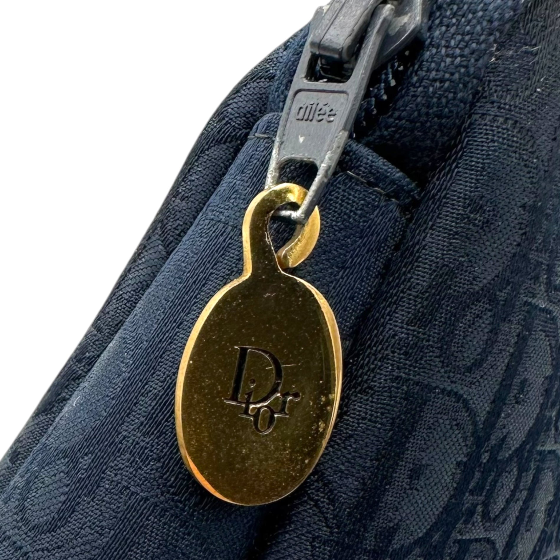 Christian Dior(クリスチャンディオール) 1970's Trotter pouch トロッター ポーチ ネイビー 70年代 alieeジップ ヴィンテージ コスメ