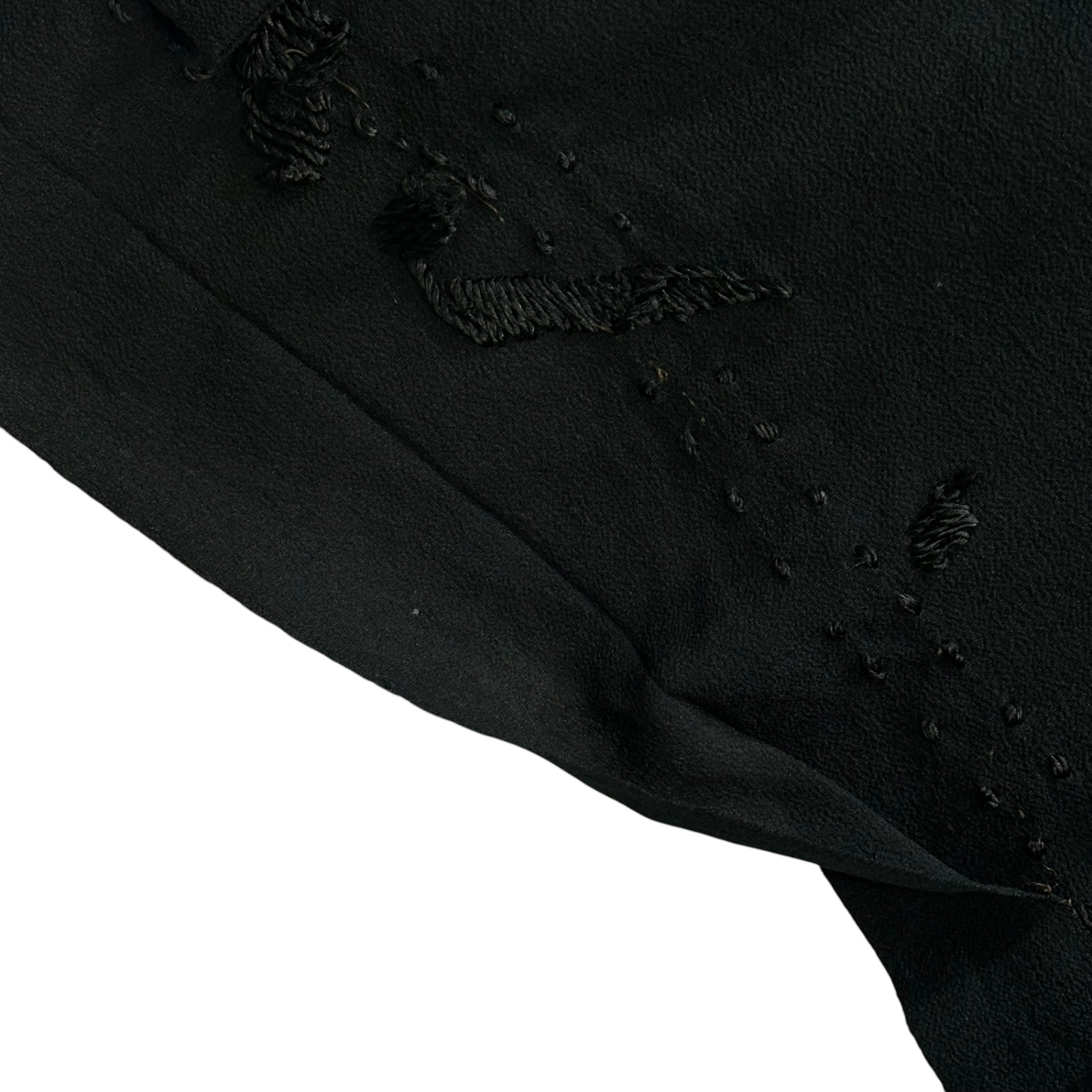 Euro antique(ヨーロッパアンティーク) 10～20's victoria rayon layered long onepiece レーヨンのレイヤードワンピース ウエスト：約72cm,着丈：約126cm/各所ダメージ有 ブラック