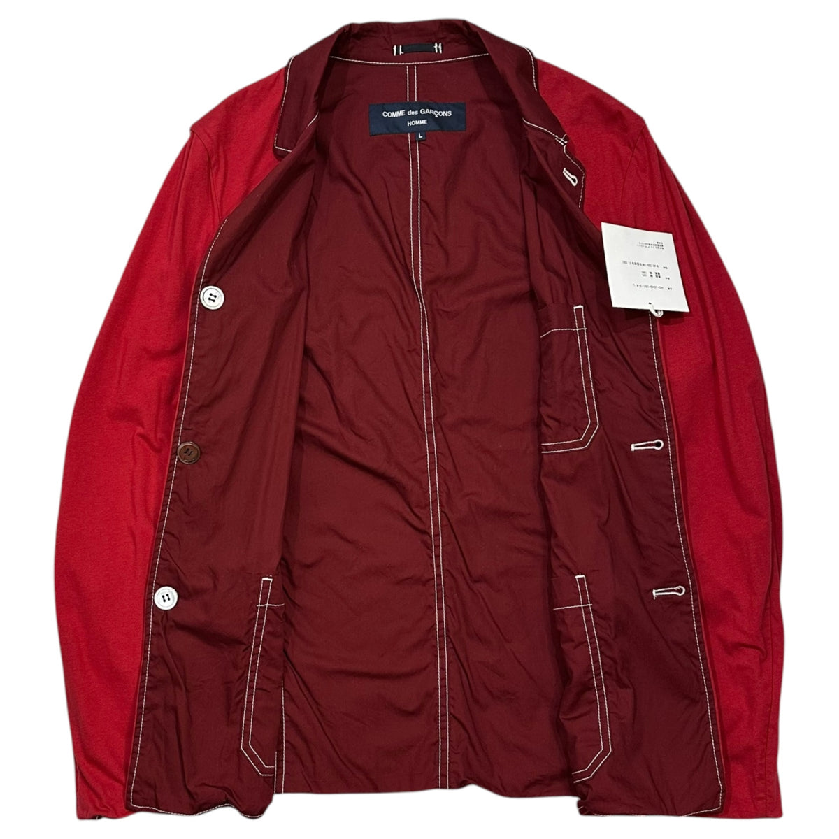 COMME des GARCONS HOMME(コムデギャルソンオム) 2011SS Cotton Reversible Stitched Coverall コットン リバーシブル ステッチ カバーオール HG-J049 L レッド AD2010