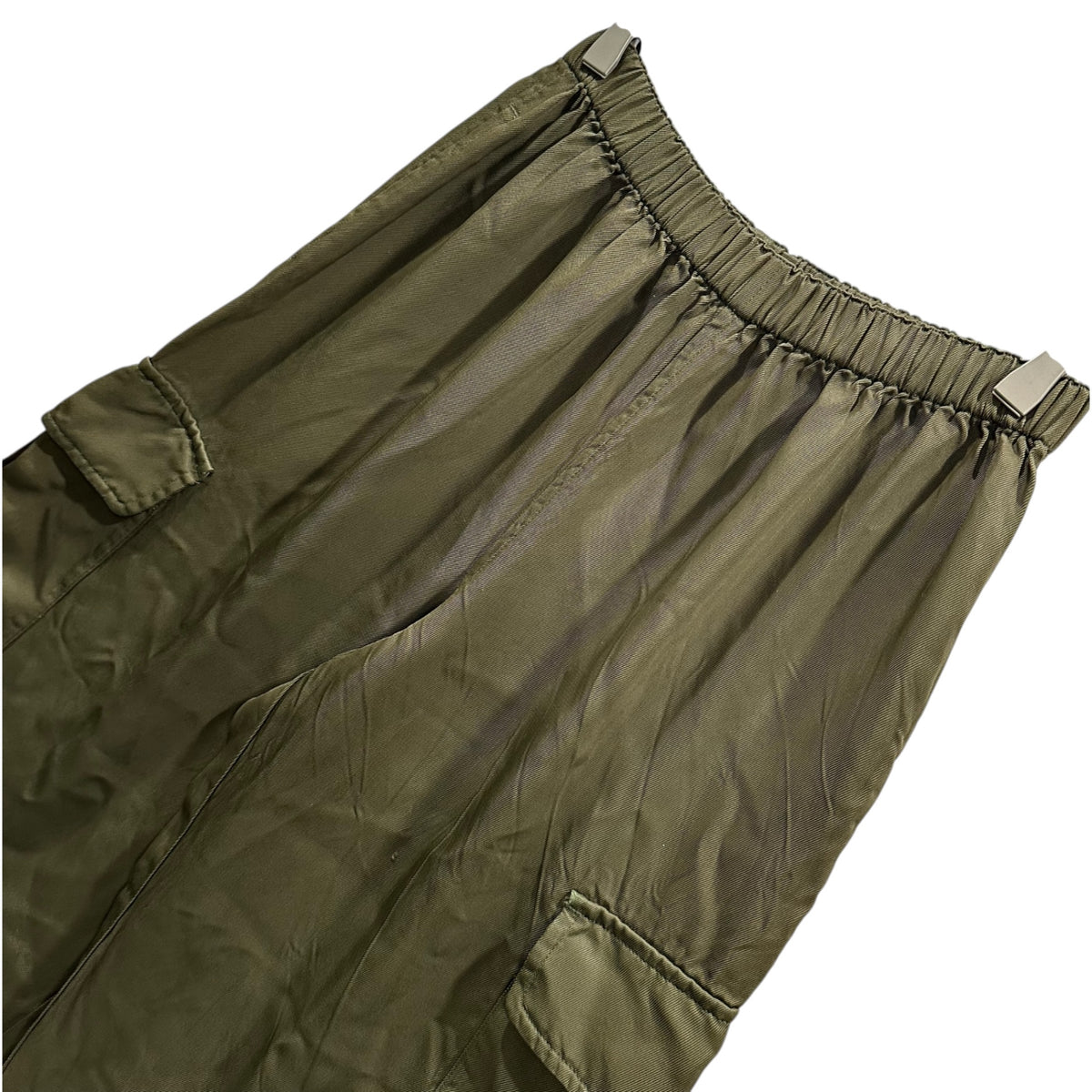 COMME des GARCONS(コムデギャルソン) 1999AW Dye-Finished Triacetate Wide-Leg Easy Cargo Pants 製品染め トリアセテート ワイド イージー カーゴ パンツ GP-100410 FREE カーキ AD1999 90s アーカイブ