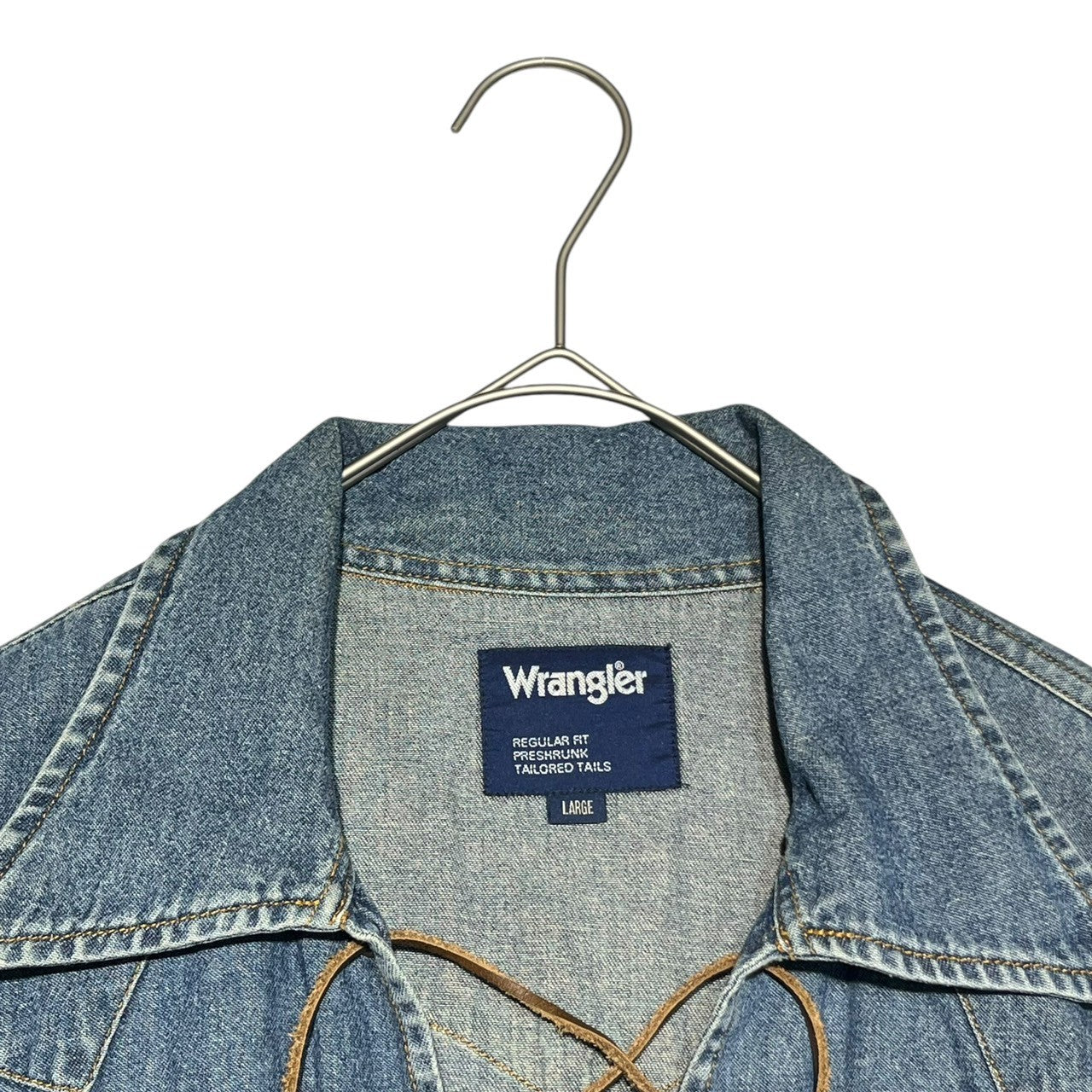 WRANGLER(ラングラー) 90~00's Lace-up short sleeve denim western shirt レースアップ 半袖 デニム ウエスタン シャツ M5236-28 L インディゴ ヴイエフジャパンタグ 短期間生産品