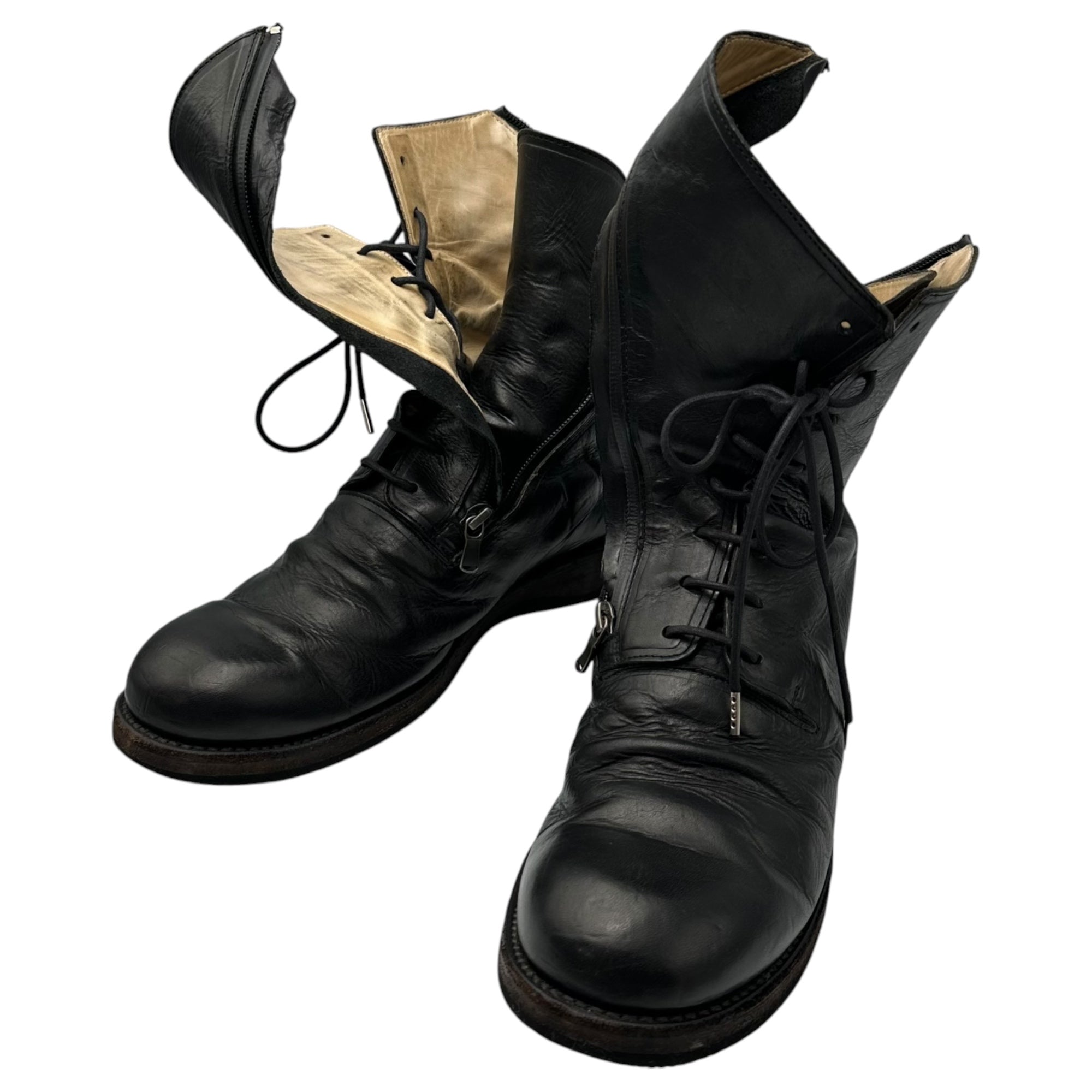 The Viridi-anne(ザヴィリディアン) 14AW 表裏一体/INDIVISIBLE Spiral Zip Boots スパイラル ジップ ブーツ VI-2302-09 2(M程度) ブラック ソール張替え済