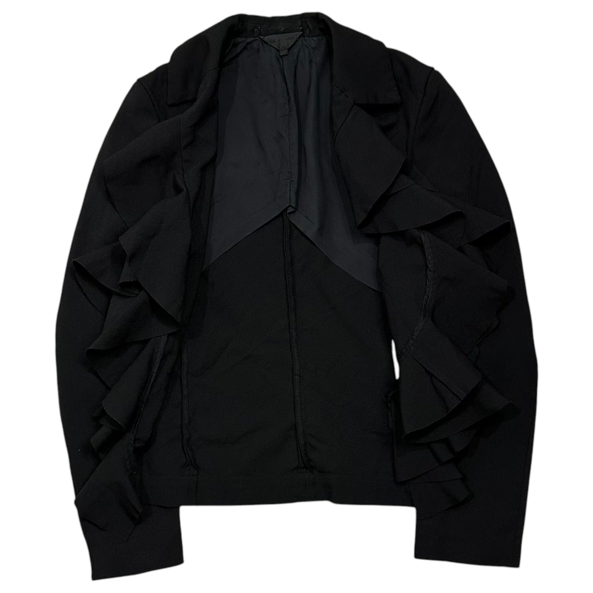 COMME des GARCONS(コムデギャルソン) 2008AW Ruffled Short-Length Buttonless Jacket フリル ショートレングス ボタンレス ジャケット GB-J057 SS ブラック AD2008