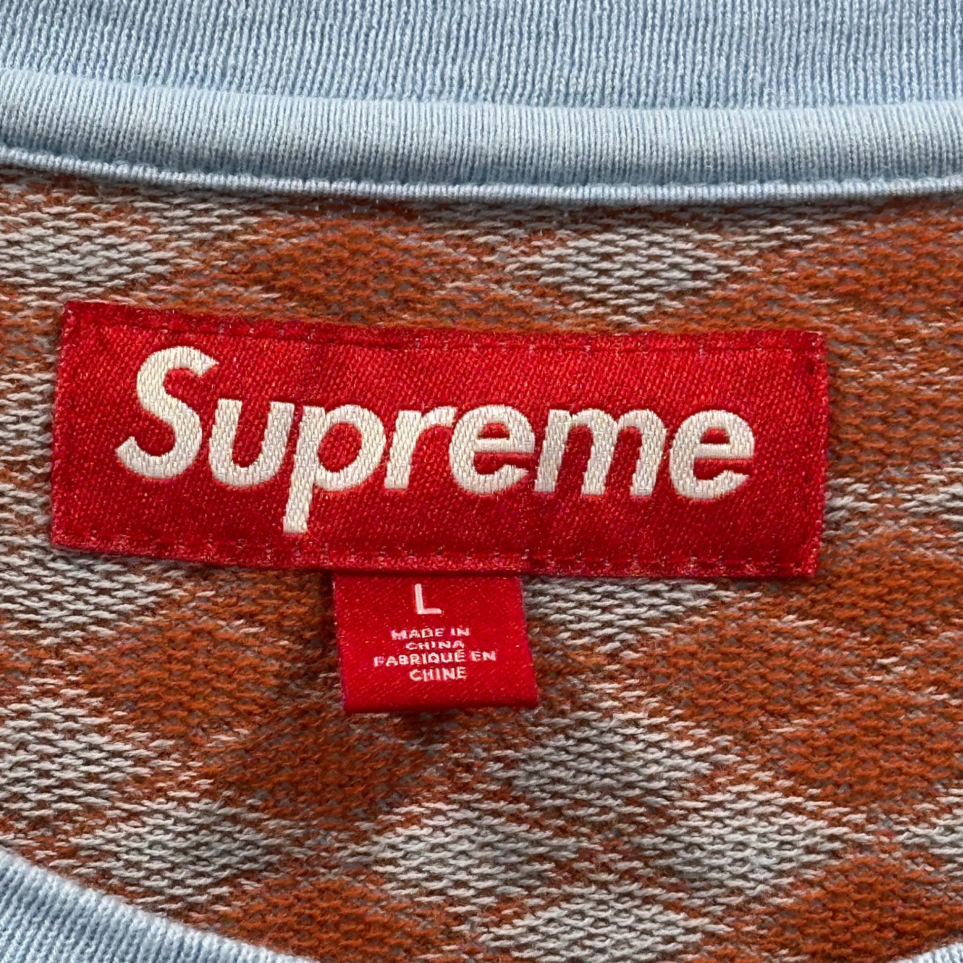 SUPREME(シュプリーム) 25SS Diamond Jacquard S/S Top ダイアモンド ジャガード 半袖 Tシャツ カットソー L オレンジ×ライトブルー