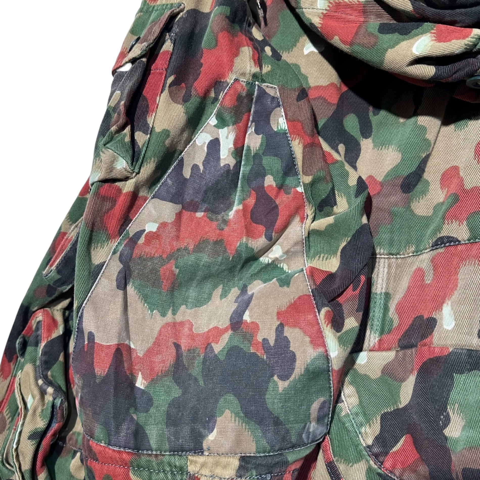 SWISS MILITARY(スイス軍) M-60 Alpenkamo Field Jacket アルペンカモ フィールド ジャケット 52(L相当) カーキ×レッド ヴィンテージ マウンテン パーカー