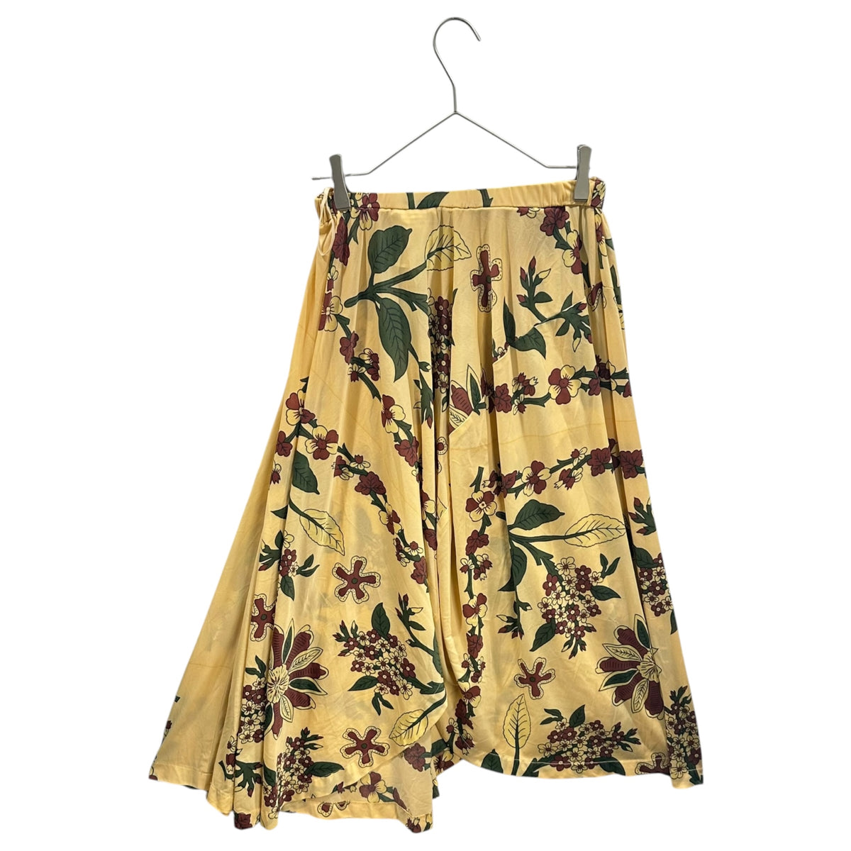 COMME des GARCONS(コムデギャルソン) 1991AW Floral-Print Nylon Asymmetrical Skirt フラワー プリント ナイロン 変形 スカート GS-11051S S イエロー×グリーン AD1991 90s アーカイブ