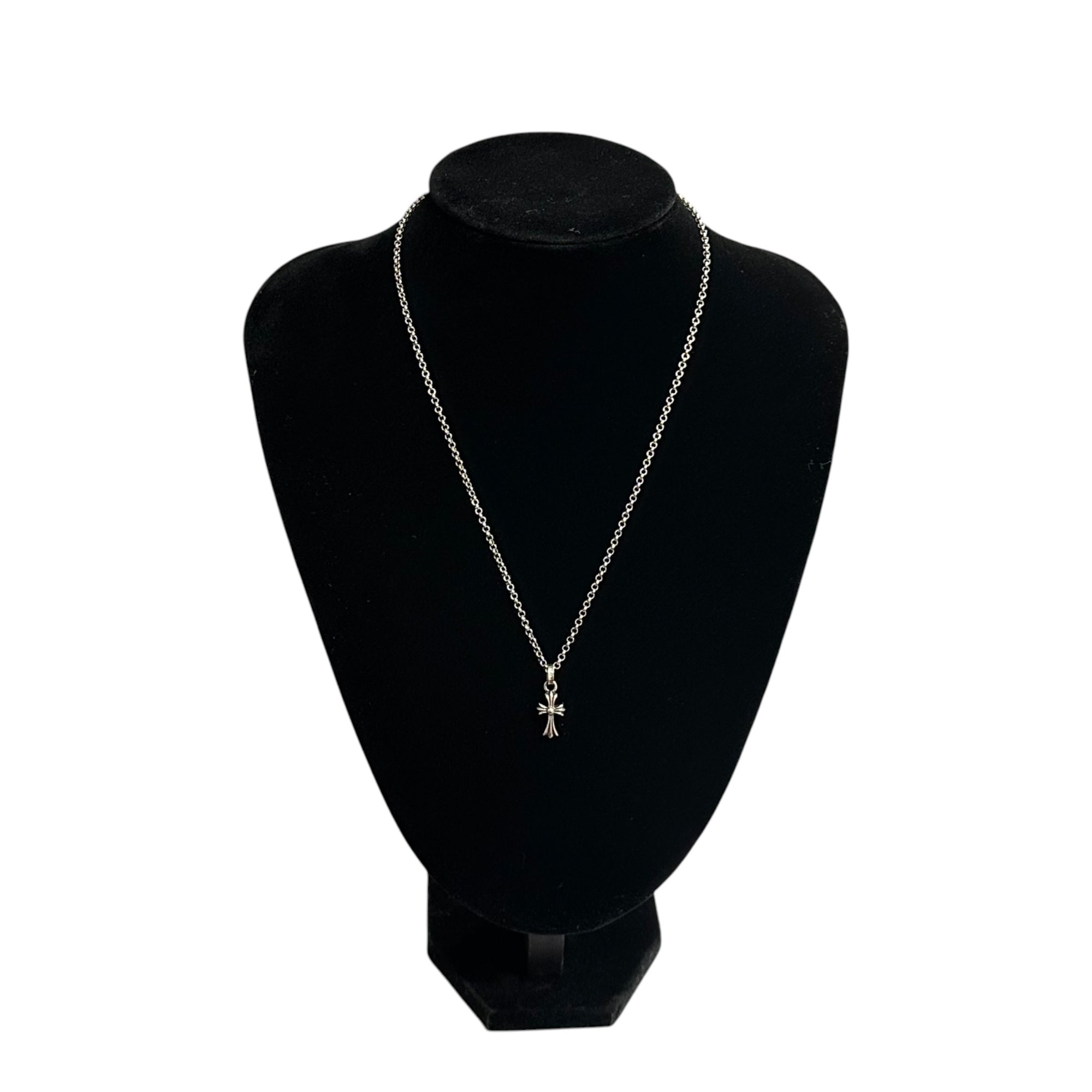 CHROME HEARTS(クロムハーツ) CH CROSS BABY FAT CHARM w/ ROLL CHAIN 18" CHクロス ベイビー ファット ＆ ロールチェーン 18インチ シルバー