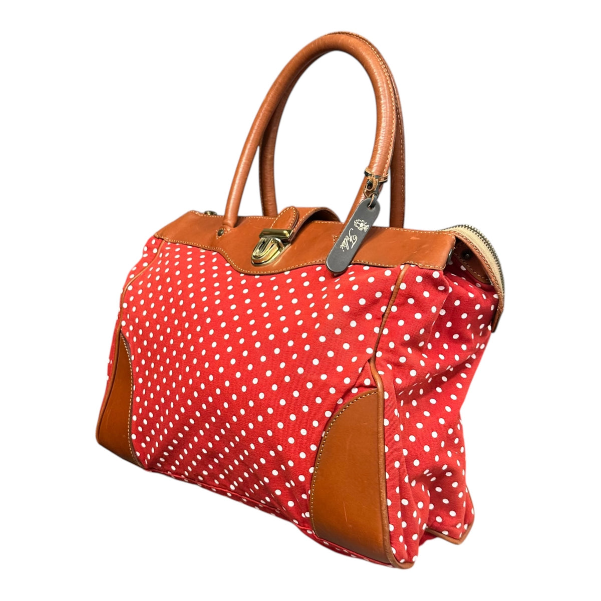 Felisi(フェリージ) Dot handbag ドット柄 ハンド バッグ レッド×ブラウン レザー
