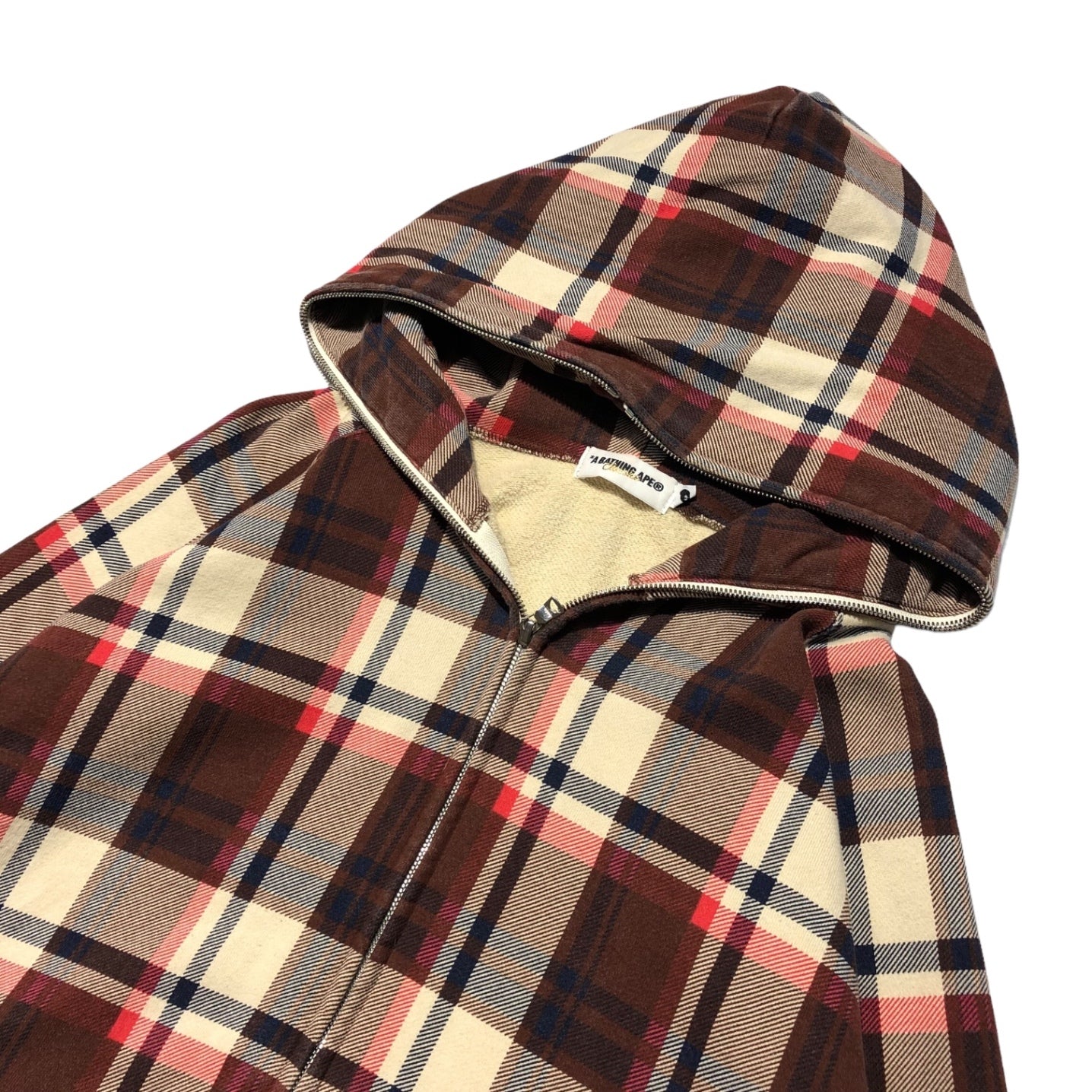 A BATHING APE(アベイシングエイプ) 00's CHECK ZIP UP PARKA チェック ジップアップパーカー L アイボ