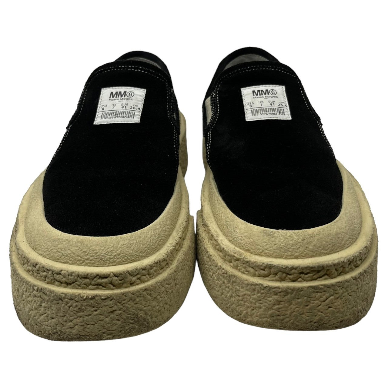 MM6 Maison Margiela(エムエムシックス) Thick sole suede leather slip-ons 厚底 ソール スウェード レザー スリッポン S59WR0087 41(26.5~27cm程度) ブラック×アイボリー スニーカー