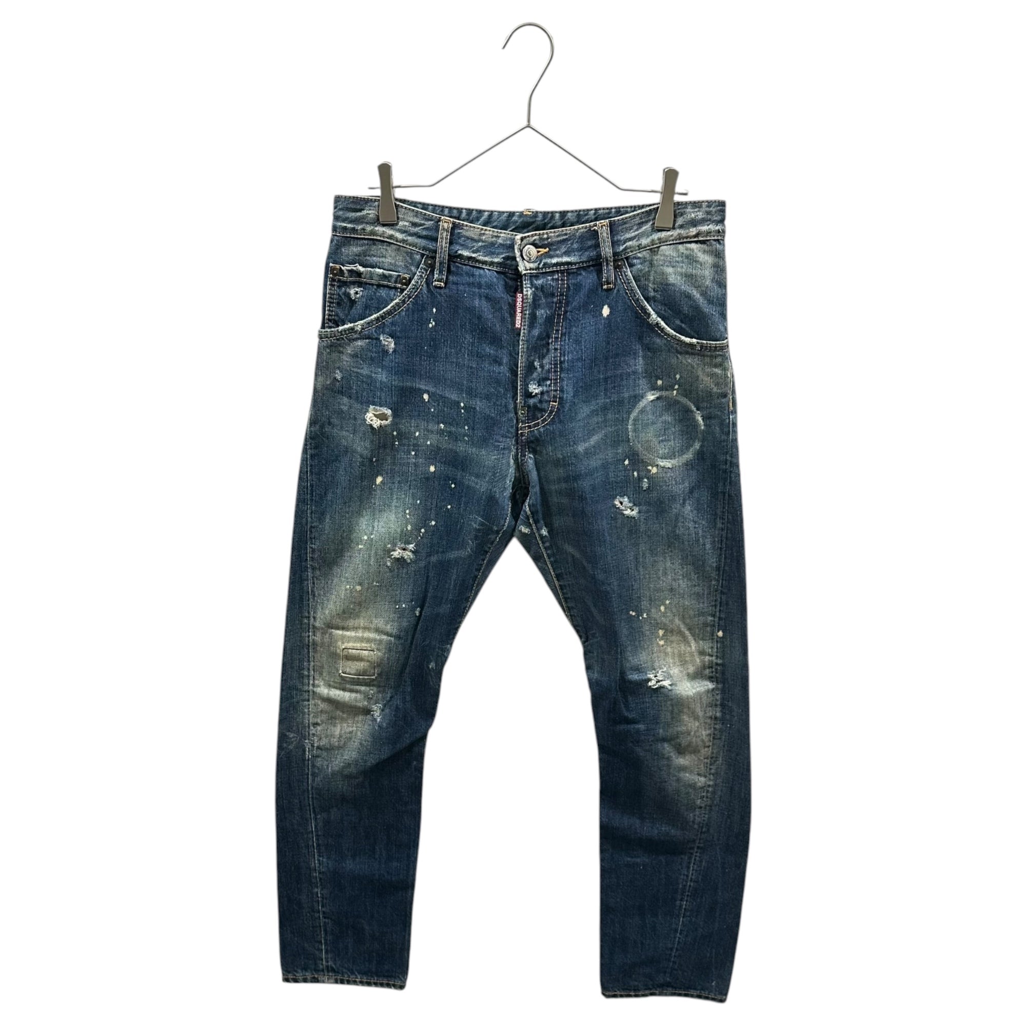 DSQUARED2(ディースクエアード) 2015's Classic Keny Twist Denim Pants クラシック ケニー ツイスト デニム パンツ S74LA0708 S30309 46 インディゴ ペイント ダメージ加工
