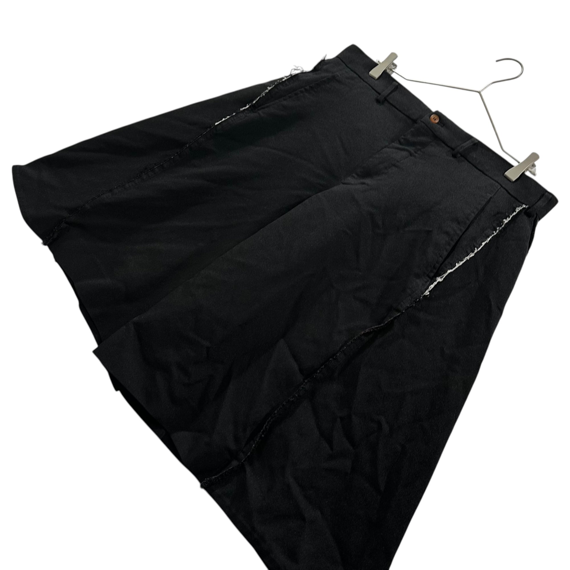 COMME des GARCONS HOMME PLUS(コムデギャルソンオムプリュス) 2022SS Ragged-Edge Estelle Wide-Leg Half Pants 断ち切り エステル ワイド ハーフ パンツ PI-P061 M ブラック AD2021