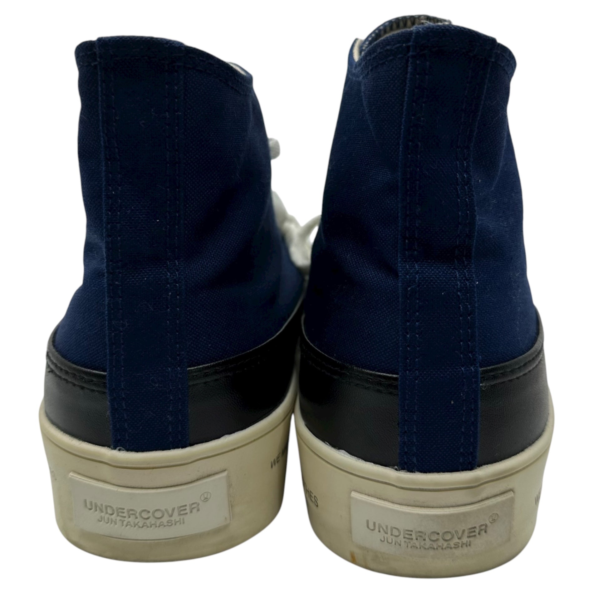 UNDERCOVER(アンダーカバー) 16SS High-top canvas sneakers レザー 切替 ハイカット キャンバス スニーカー UCQ4F03-1 L(27cm~27.5cm) ネイビー