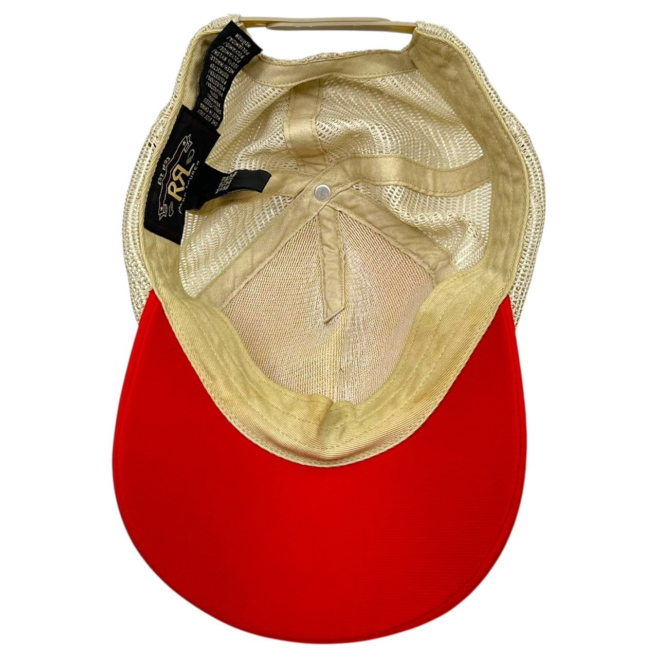 RRL(ダブルアールエル) Vintage-processed printed mesh cap ヴィンテージ加工 プリント メッシュ キャップ レッド