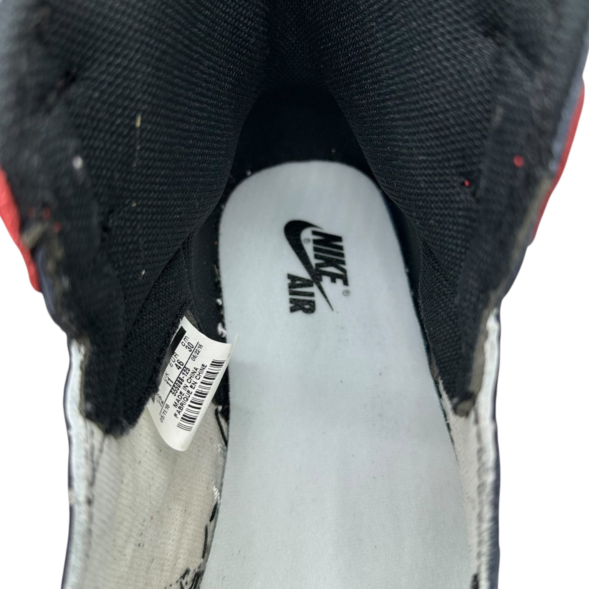 NIKE(ナイキ) Air Jordan 1 Retro High OG エア ジョーダン 1 レトロ つま黒 555088-125 30cm ホワイト×レッド×レッド ハイカット スニーカー