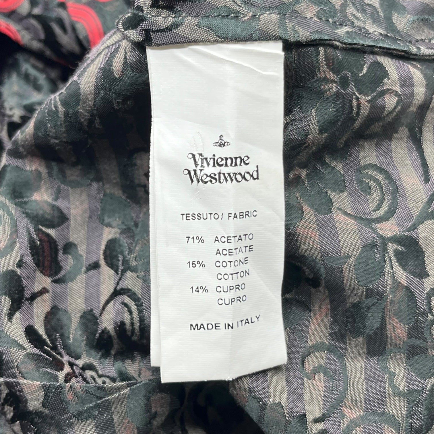 Vivienne Westwood(ヴィヴィアンウエストウッド) Italian made all-over chest stitching jacket イタリアメイド 総柄 胸ステッチ ジャケット UK12 ブラック×レッド