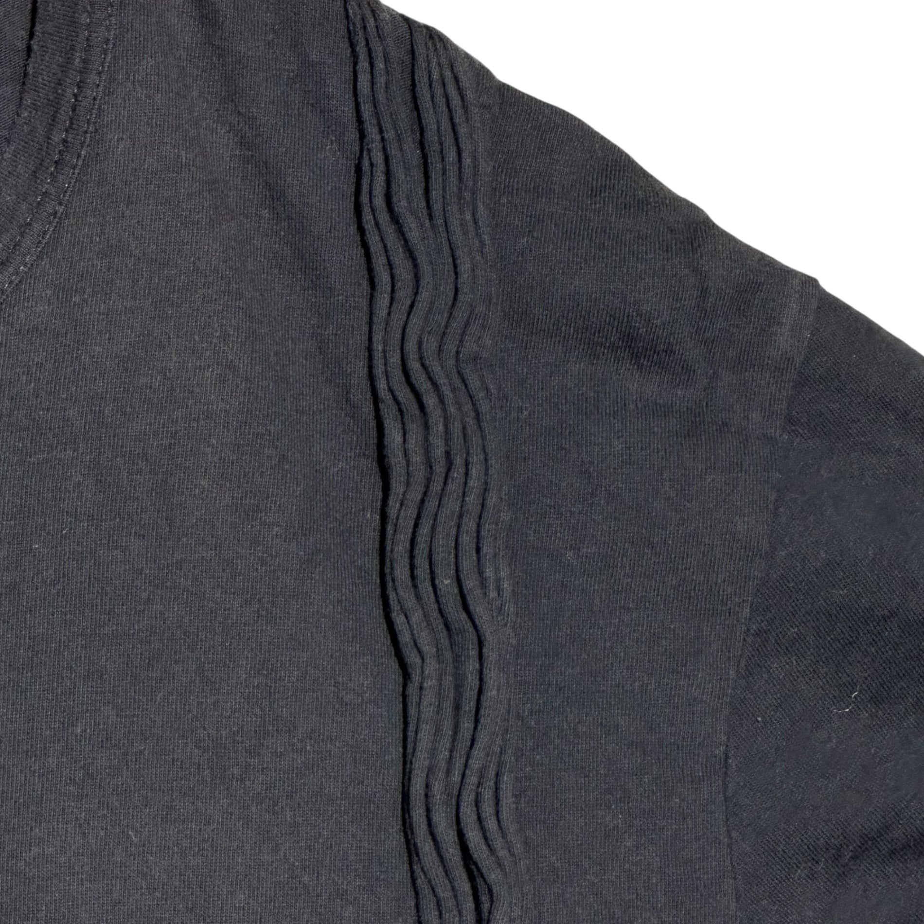 COMME des GARCONS SHIRT(コムデギャルソンシャツ) 90's One-Sided Pleated Crew Neck T-Shirt 90年代 片プリーツ クルーネック Tシャツ S ネイビー