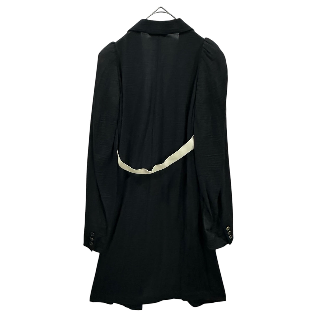 COMME des GARCONS(コムデギャルソン) 1994SS Buttonless Gown Coat with Elastic Belt ゴム ベルト ボタンレス ガウン コート GJ-10019S FREE ブラック×ホワイト AD1993 90s アーカイブ