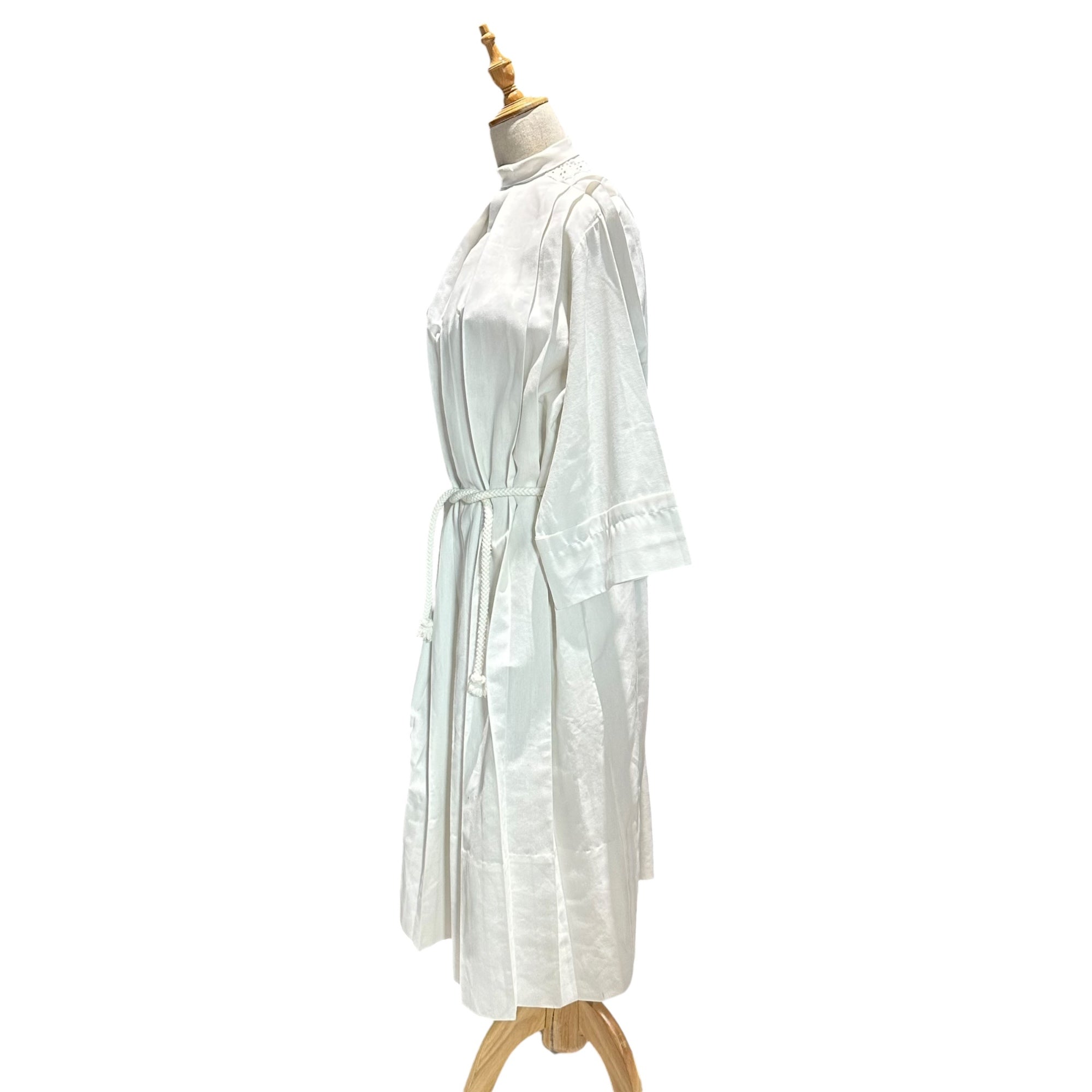 vintage(ヴィンテージ) 80'~90's church smog dress with cutwork lace カットワークレースの教会ドレス 130(Mサイズ程度) ホワイト 右側にポケット/ベルト付/右袖に汚れ有