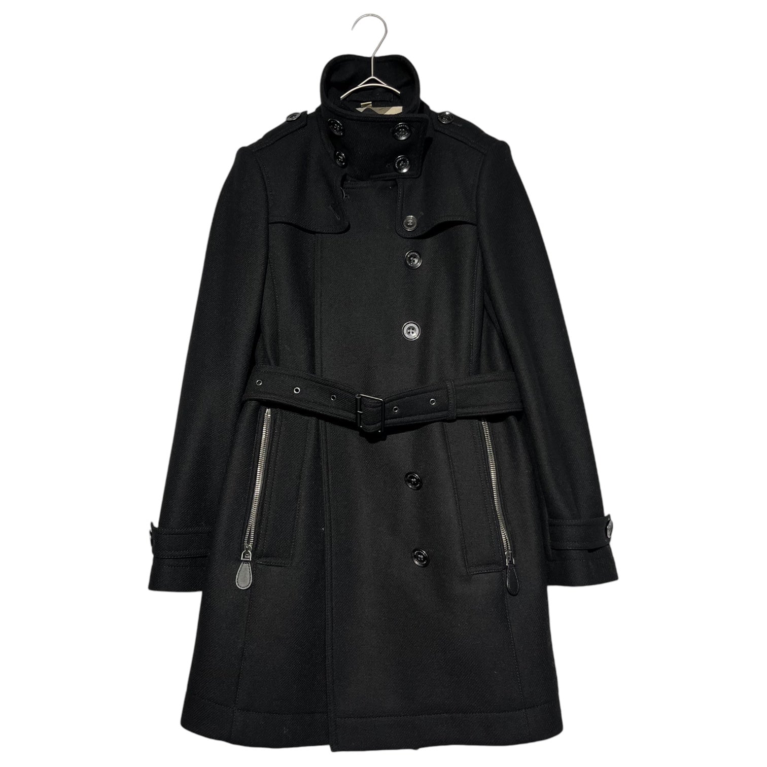 BURBERRY(バーバリー) Melton double-breasted belted coat メルトン ウール ダブル ブレスト ベルテッド コート BAFORDOO72TRA 34(S程度) ブラック カシミヤ