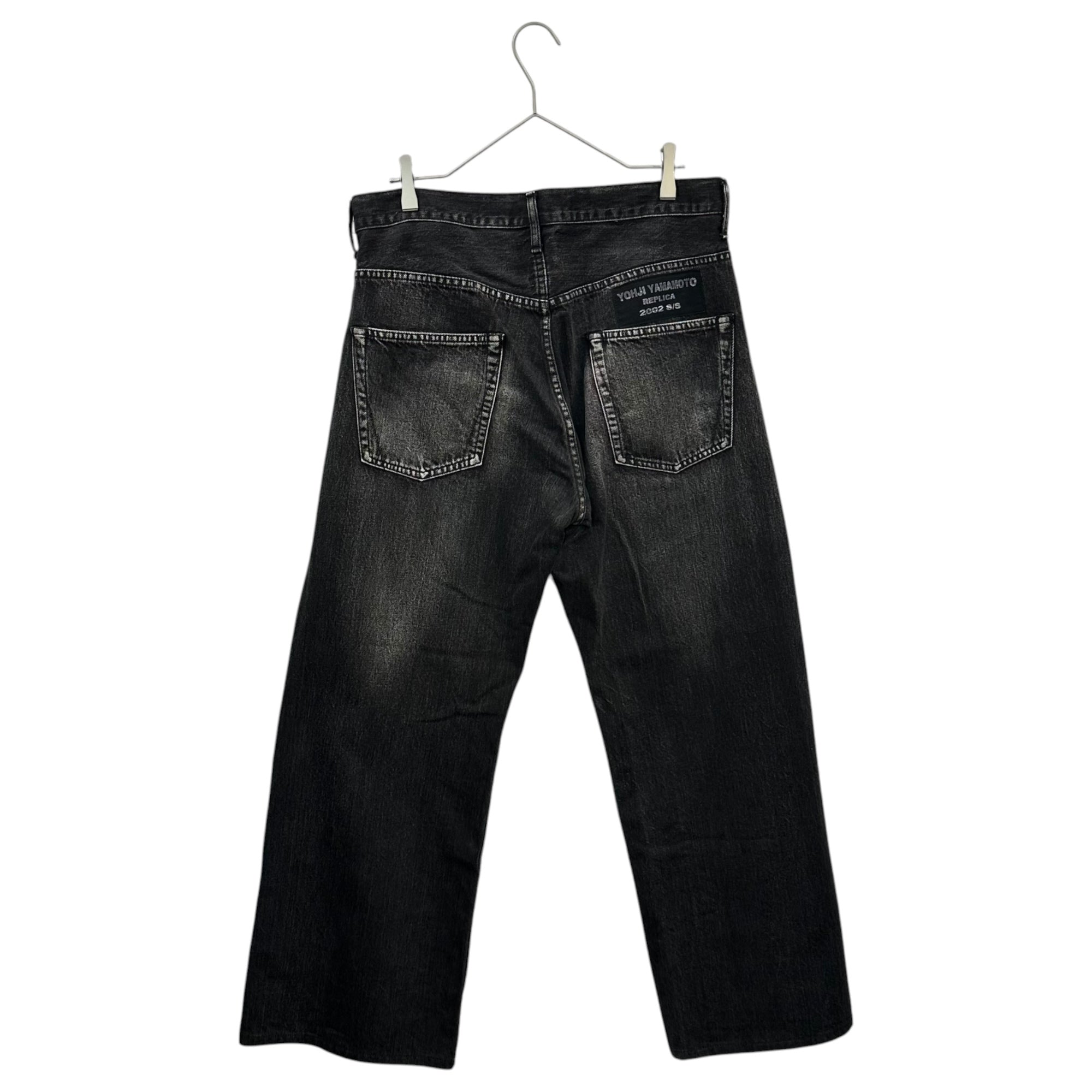 YOHJI YAMAMOTO POUR HOMME(ヨウジヤマモトプールオム) 2019SS 「REPLICA 2002」 Heavily Distressed Button-Fly Black Denim Pants ハード ユーズド加工 ボタンフライ ブラック デニム パンツ HN-P77-032 3 ブラック ワイド