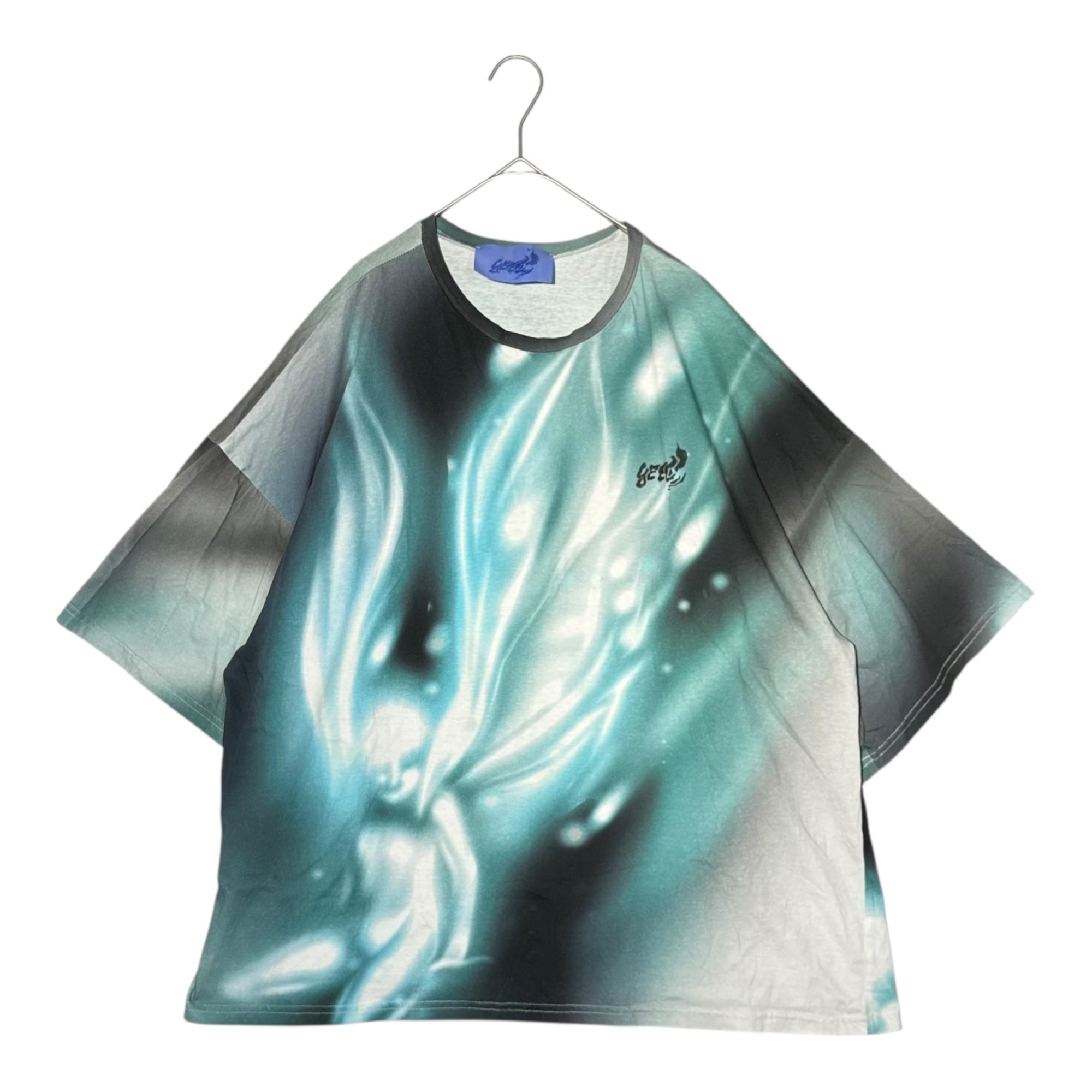 Gerrit Jacob(ジェリット ジェイコブ) Print T-SHIRT プリント Tシャツ XL ブルー×ブラック