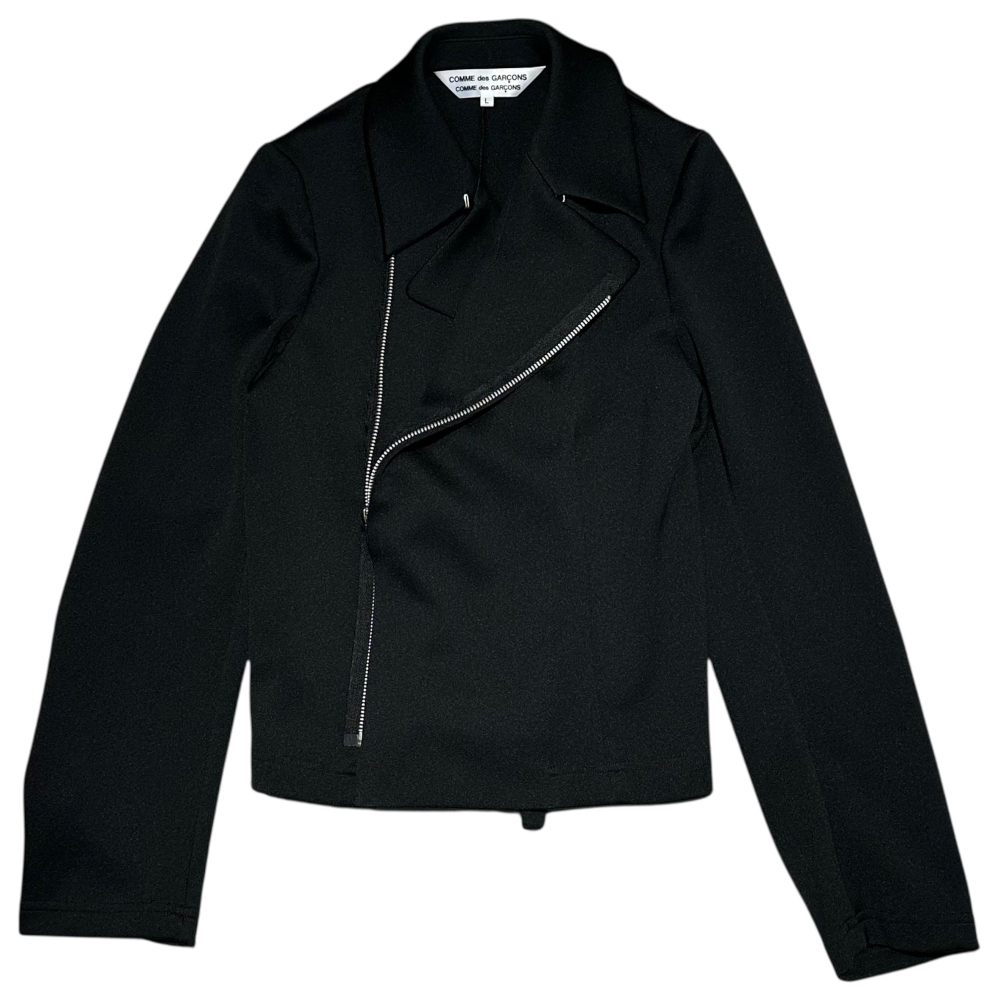 COMME des GARCONS COMME des GARCONS(コムデギャルソンコムデギャルソン) 12SS Back Design Seam Polyester Rider Jacket バック デザイン シーム ポリエステル ライダース ジャケット RI-J026 L ブラック AD2011