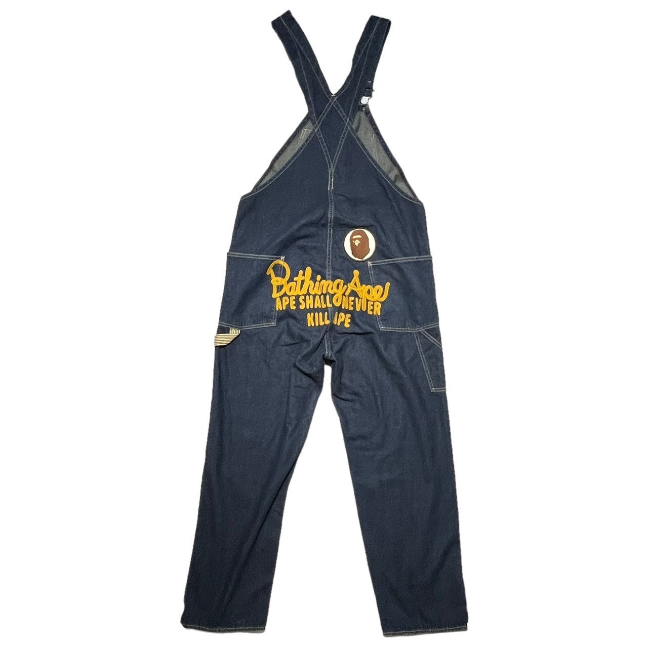 A BATHING APE(アベイシングエイプ) 00's Logo patch denim overalls ロゴ パッチ デニム オーバーオール L インディゴ Y2K