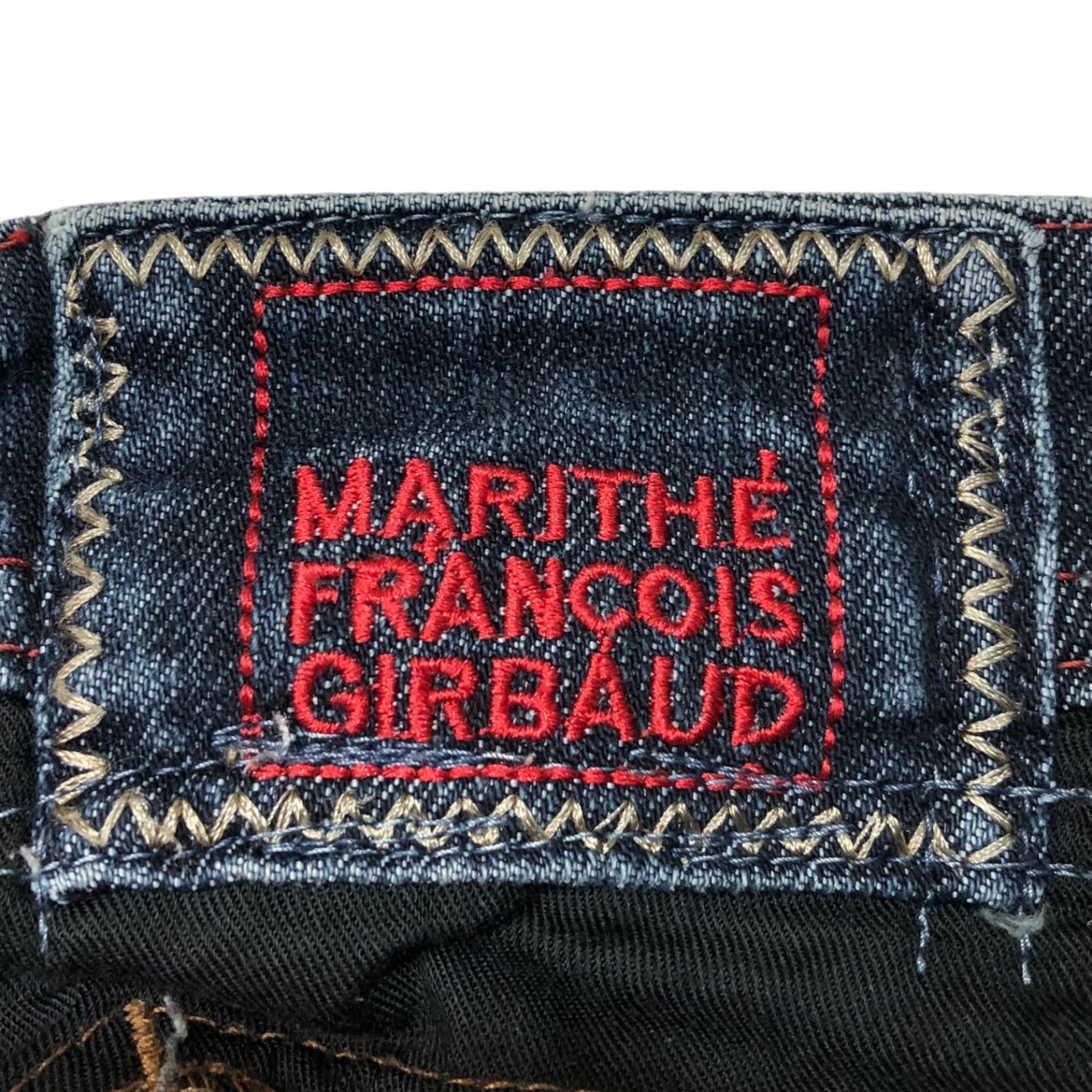 MARITHE FRANCOIS GIRBAUD(マリテフランソワジルボー) 00's Logo 3D denim pants ロゴ 立体裁断 デニム パンツ M5-1146 L インディゴ Y2K ギミック