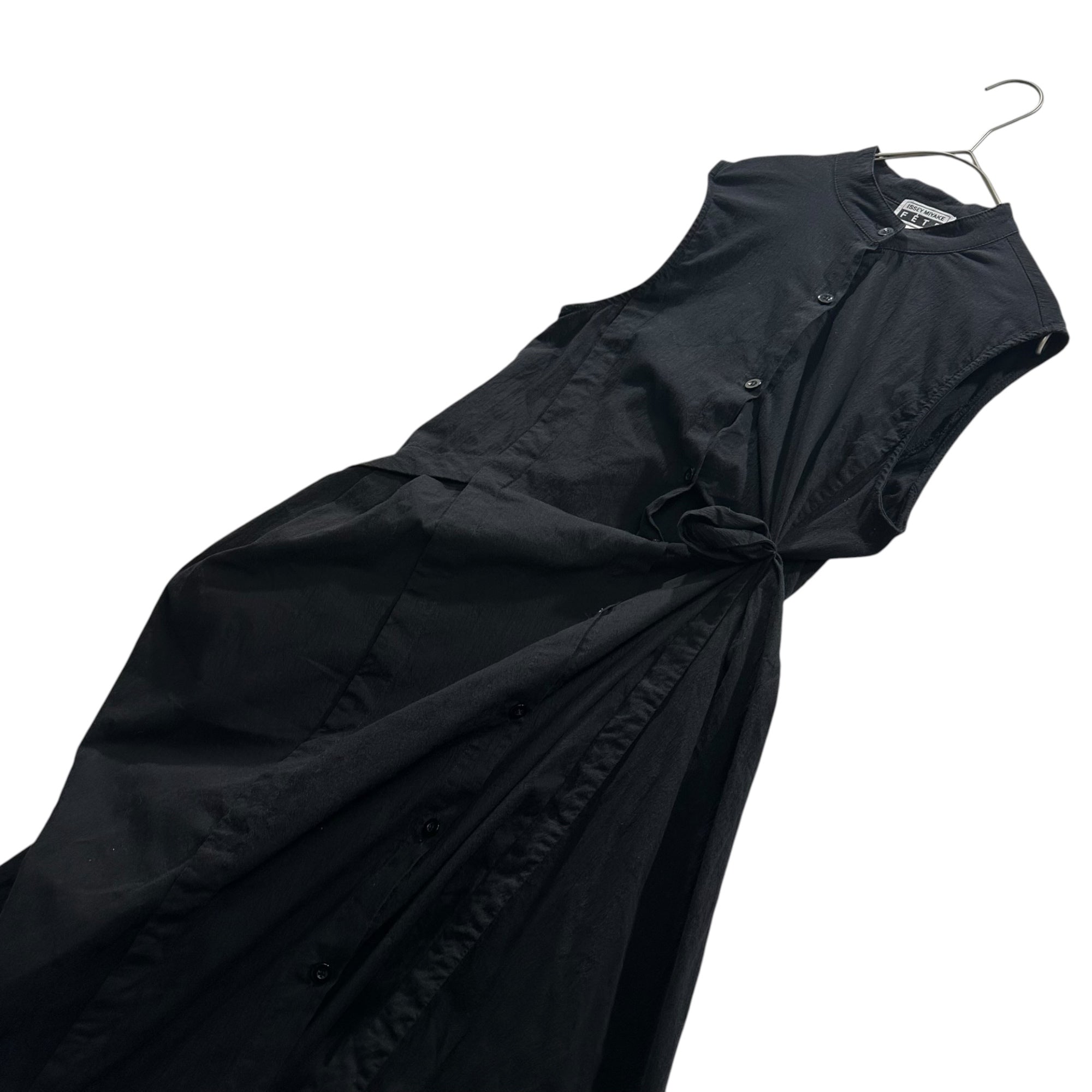 ISSEY MIYAKE FETEI(イッセイミヤケフェット) 2006SS Asymmetrical Gathered Sleeveless Dress 変形 ギャザー ノースリーブ ワンピース IF62FJ020 2 ブラック