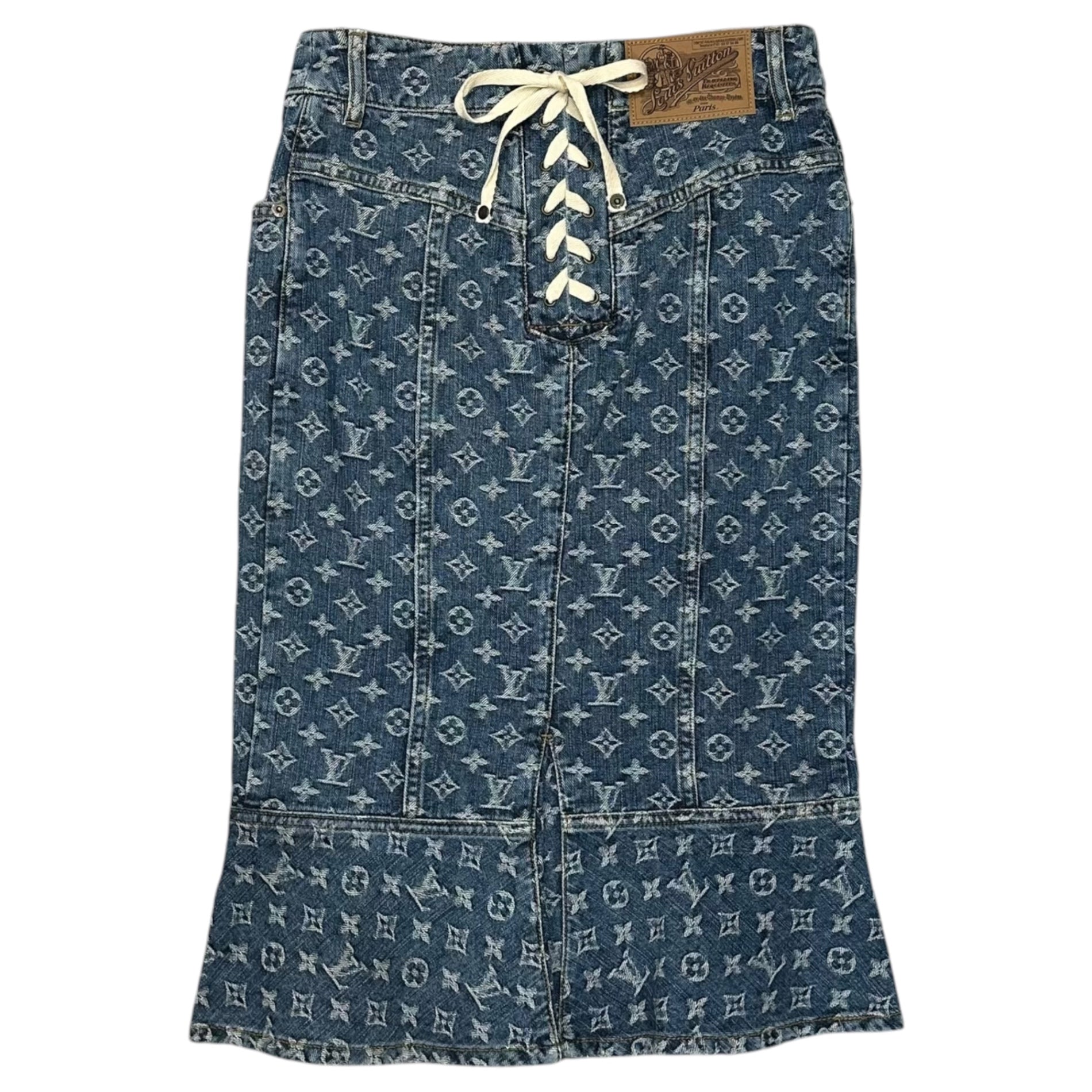 LOUIS VUITTON(ルイヴィトン) Monogram Denim Mermaid Skirt モノグラム デニム マーメード スカート RW072W WLSK02CF7 36 インディゴ ボタン