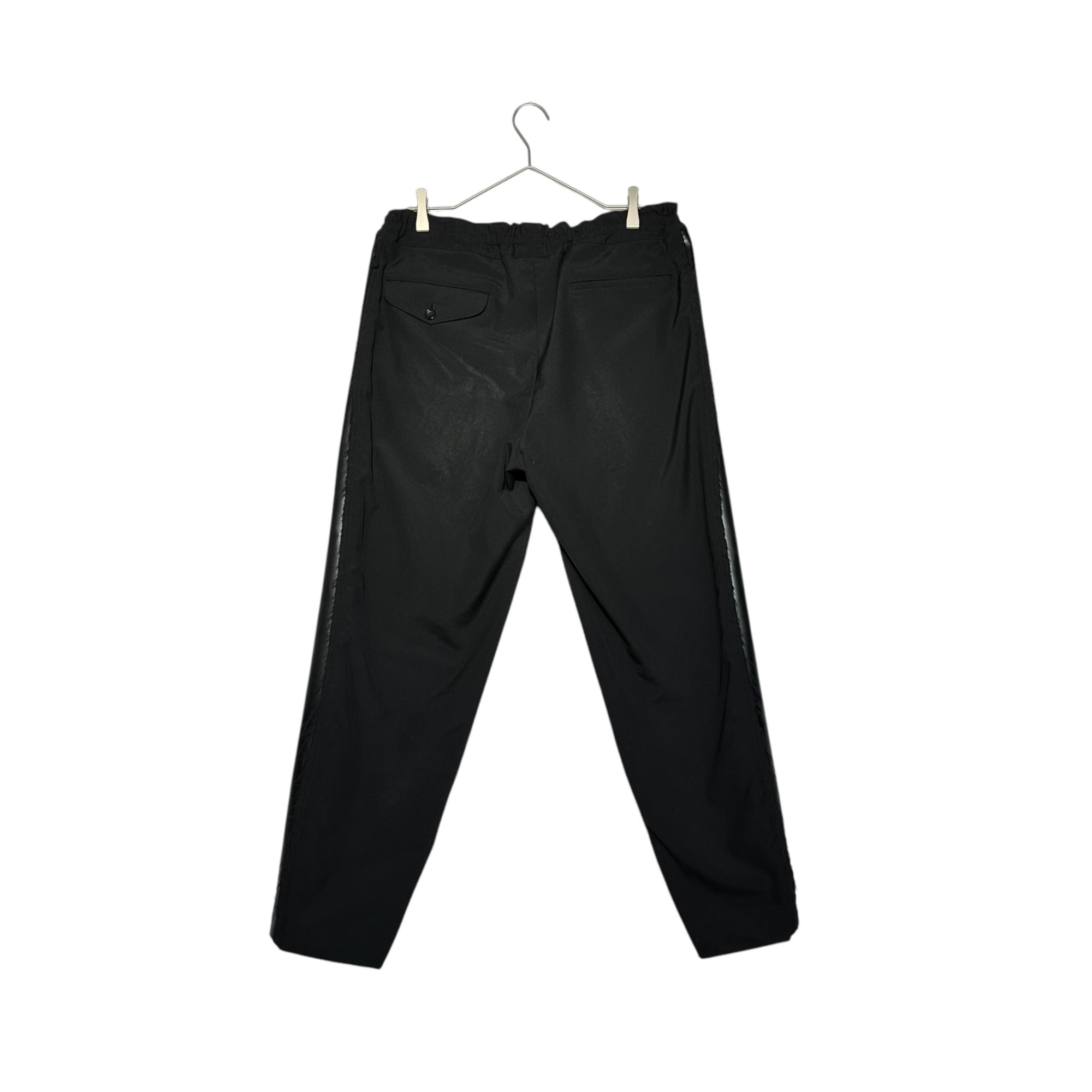 COMME des GARCONS HOMME PLUS(コムデギャルソンオムプリュス) 19SS Eco-leather sideline cut-off trousers エコレザー サイドライン カットオフ スラックス PC-P085 M ブラック パンツ 切りっぱなし