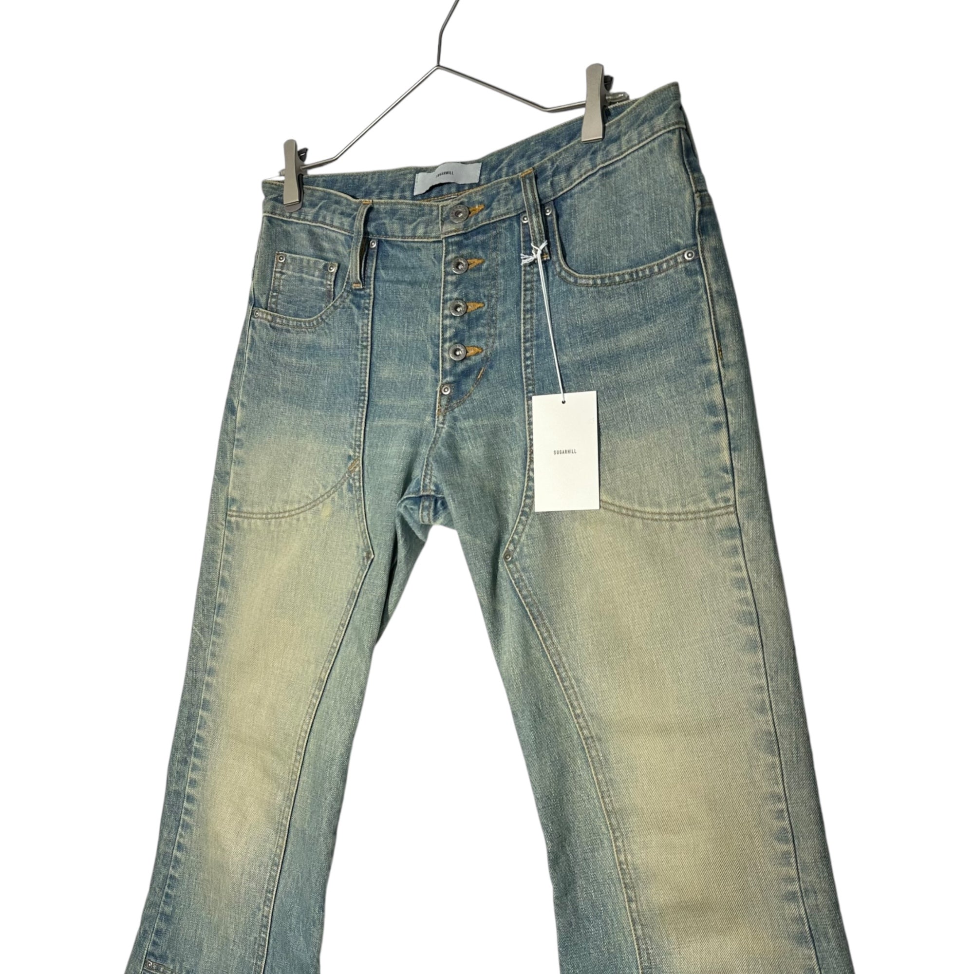 SUGARHILL(シュガーヒル) 21SSS double knee bell bottom ダブルニー ベルボトム デニム パンツ 21SSPT04 2 ライトインディゴ フレア ヴィンテージ加工