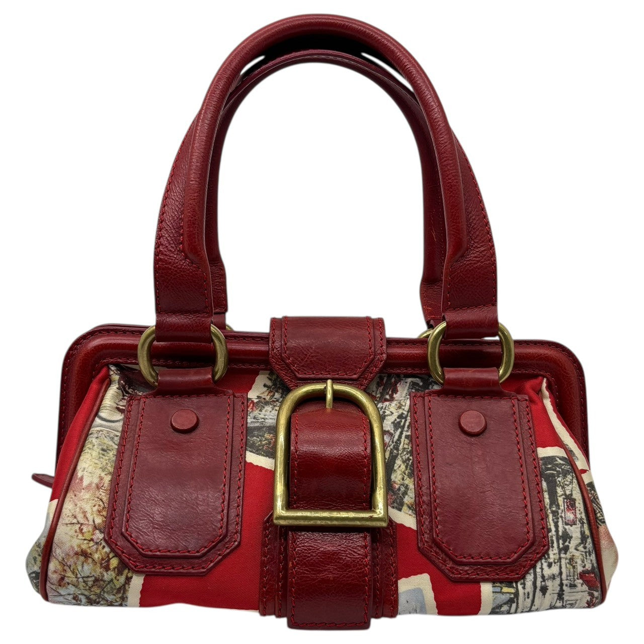 CELINE(セリーヌ) Vintage PARIS Limited Edition Ella Frame Hand Bag ヴィンテージ パリ 限定 エラ フレーム ハンド バッグ CE00/24 レッド ユニオンジャック