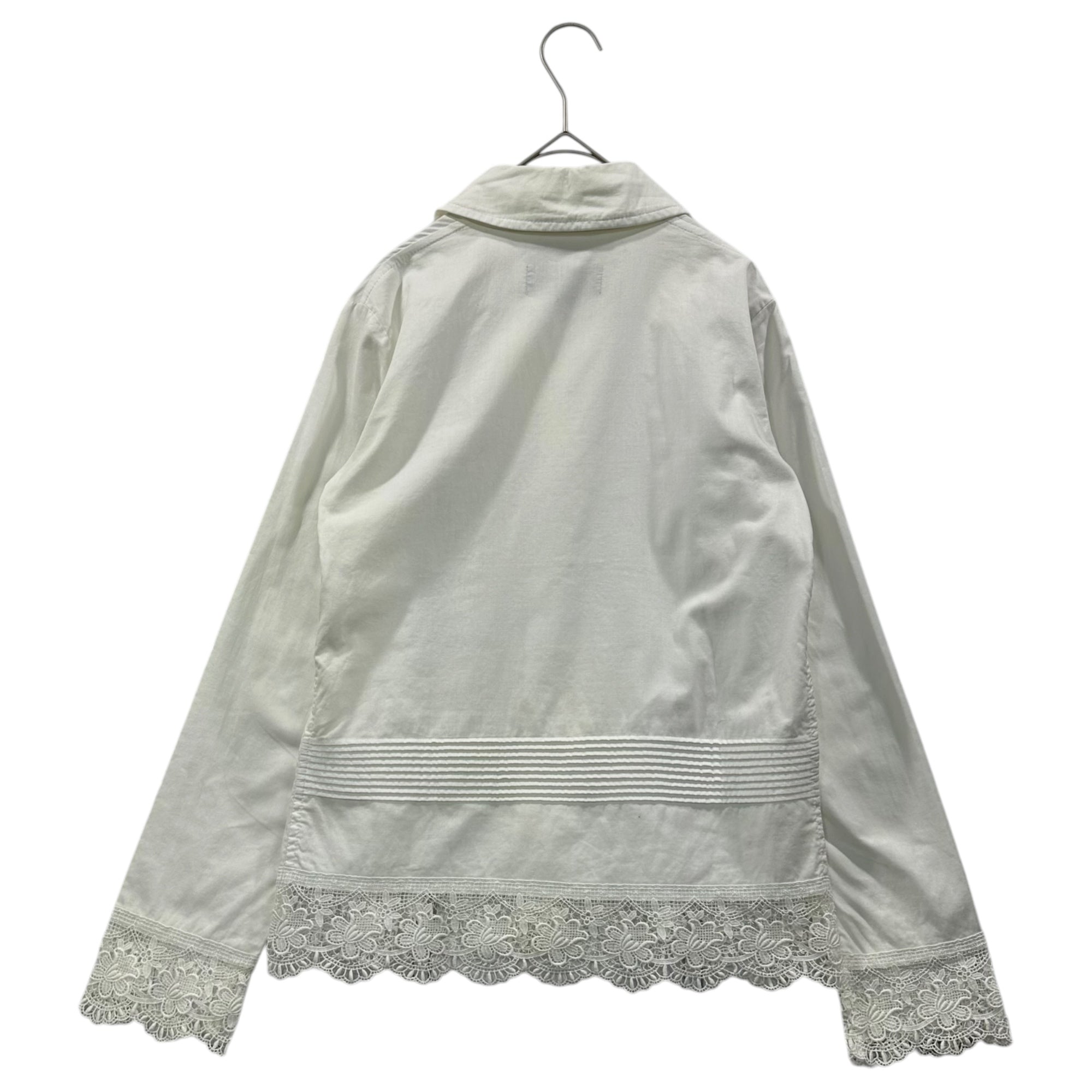 tricot COMME des GARCONS(トリココムデギャルソン) 03SS Hem＆Sleeves Lace Cotton L/S Shirt 裾 袖 レース コットン 長袖 シャツ TI-B020 S ホワイト AD2002 00's