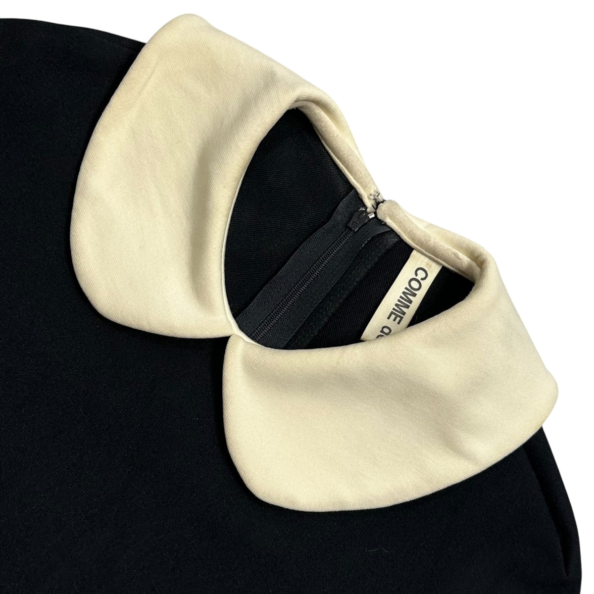 COMME des GARCONS(コムデギャルソン) 1990's Round-Collar Asymmetrical Nylon-Poly Cut-And-Sewn 丸襟 変形 ナイロン ポリ カットソー GI-05001S S ブラック×アイボリー AD1990 90s アーカイブ Modern Sweetness コレクションランウェイ着用品