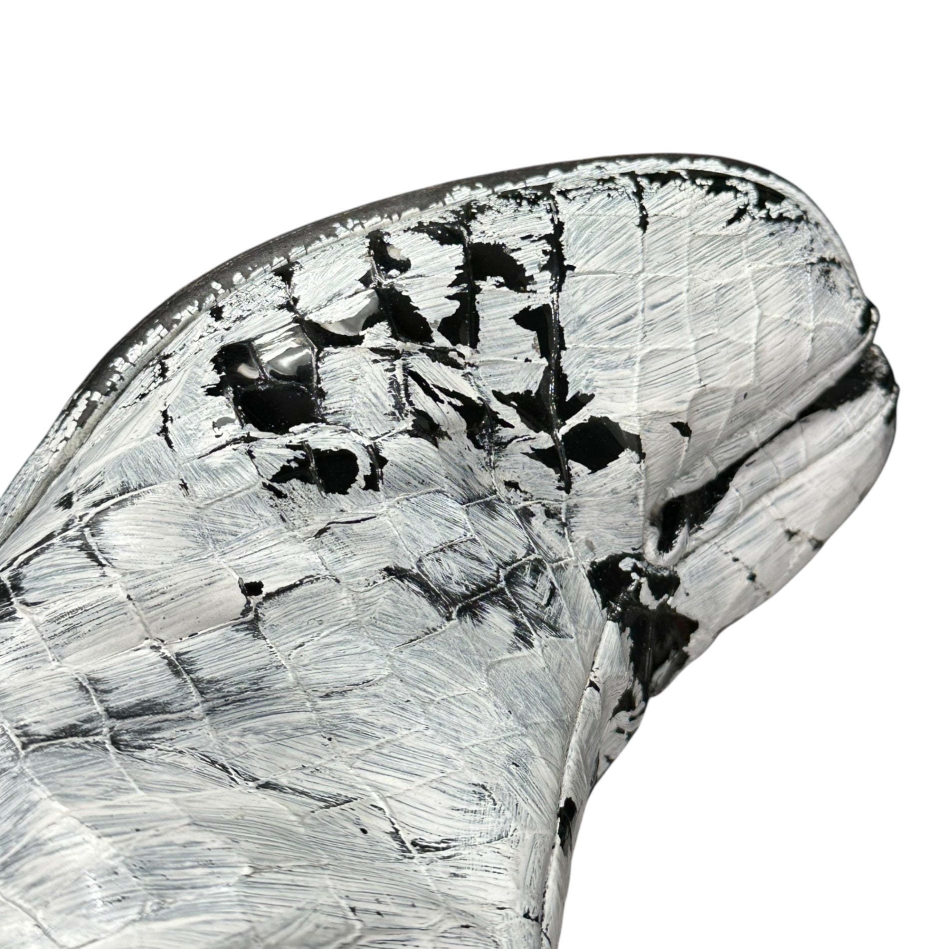 MAISON MARGIELA(メゾンマルジェラ) 21AW TABI BOOTS - Crocodile Embossed Leather Bianquet 足袋 ブーツ クロコ 型押し レザー ペンキ S57WU0132 43(27.5cm程度) ホワイト×ブラック