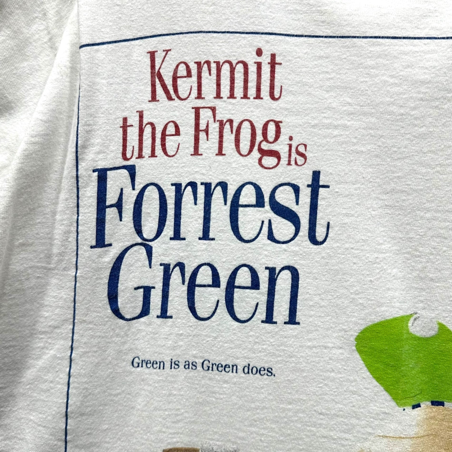 Changes(チェンジィズ) 90's ”Kermit” forest gump parody TEE カーミット フォレスト ガンプ パロディ ヴィンテージ Tシャツ XL ホワイト 90年代 Forrest Green